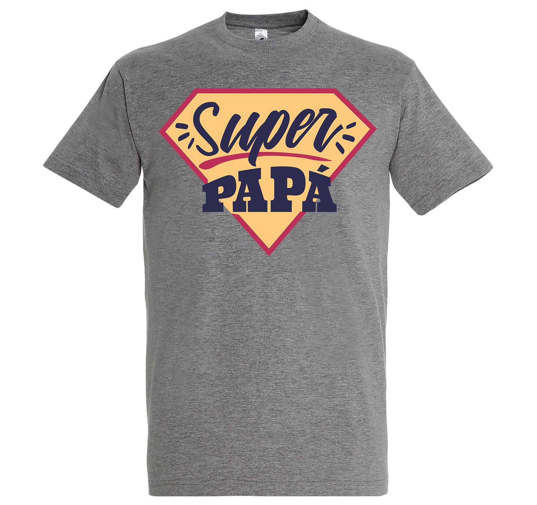 Youth Designz T-Shirt Super Papa Herren Shirt mit lustigem Frontprint Grau