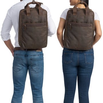 STILORD Notebook-Rucksack "Bryn" Leder Rucksack mit Laptopfach