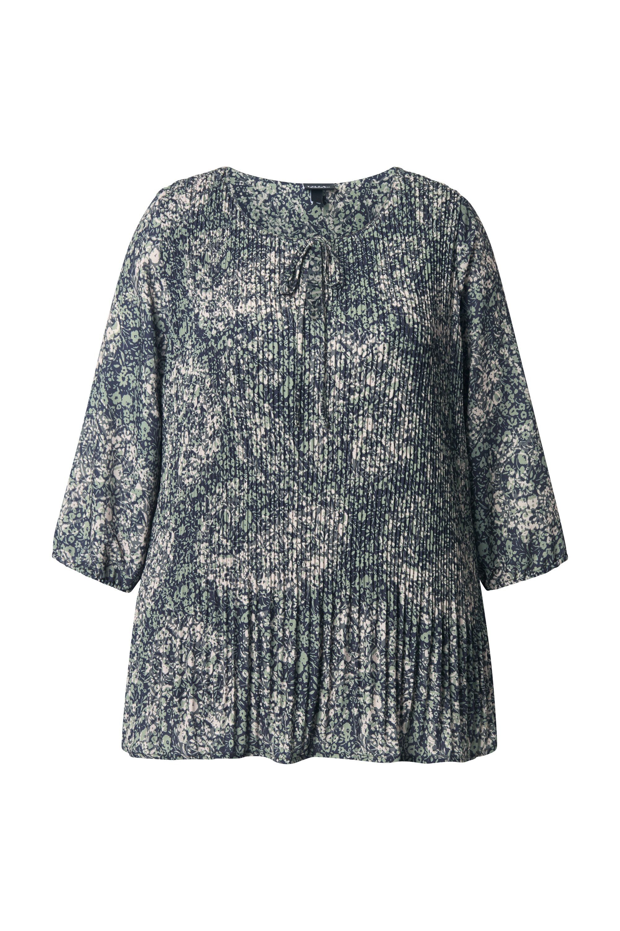 Ulla Popken Tunika Plissee-Bluse Paisley Rundhals günstig online kaufen