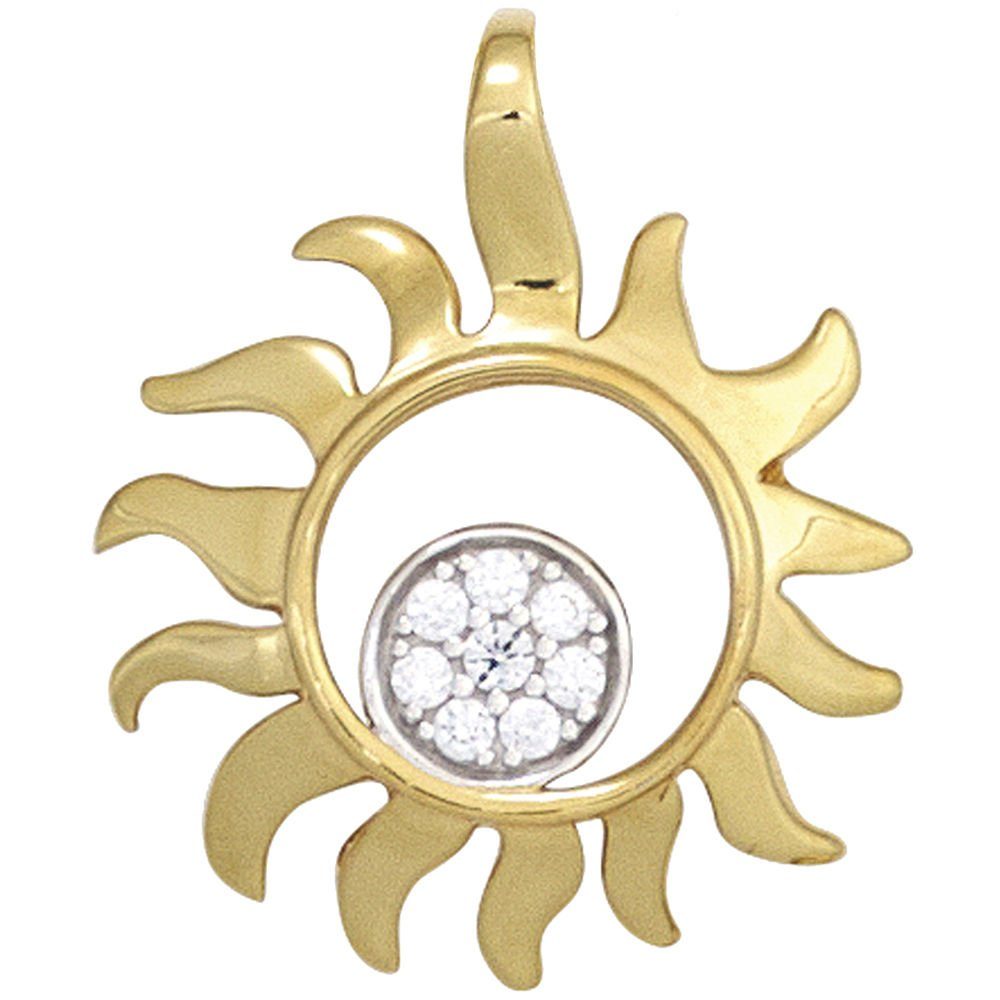 Schmuck Krone Kettenanhänger »Anhänger Sonne mit 8 Diamanten Brillanten 585  Gold Gelbgold Damen Goldanhänger«, Gold 585