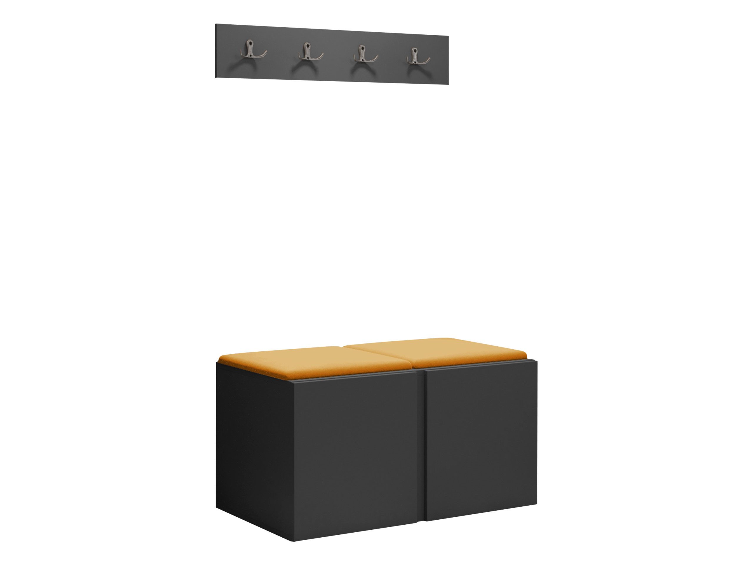 MIRJAN24 Garderoben-Set Orion VI, (Komplett-Set, mit Schuhschrank, Kleiderhakenbrett, Gepolstertes Paneel 2x 42x42), Auswahl aus Fronten und Polsterplatten
