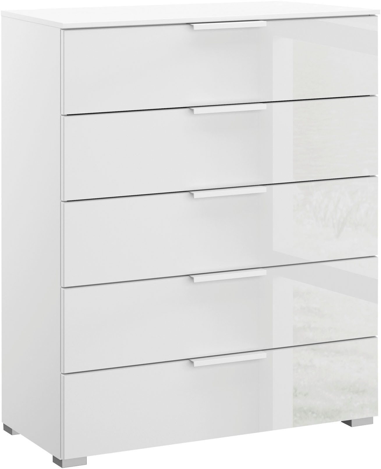 rauch Schubkastenkommode Kommode Sideboard Wäscheschrank Schrank SKAT MERIDIAN (inkl. SOFT-CLOSE-FUNKTION), mit 5 Schubladen mit Glasfront in elegantem Design MADE IN GERMANY