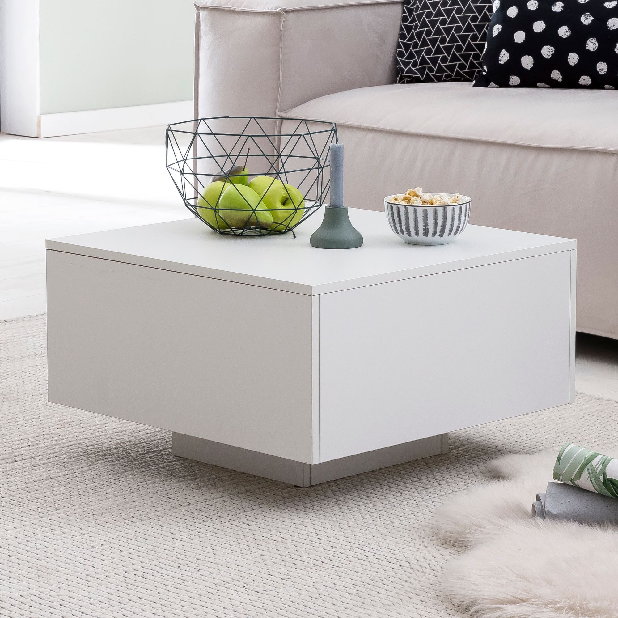 KADIMA DESIGN Couchtisch Couchtisch WL5.832 Holz 60 x 60 x 35,5 cm Spanplatte, Wohnzimmertisch (Loungetisch, Weißer Kaffetisch Wohnzimmer), Coffee Table Modern, Beistelltisch Quadratisch Weiß, Design Sofatisch