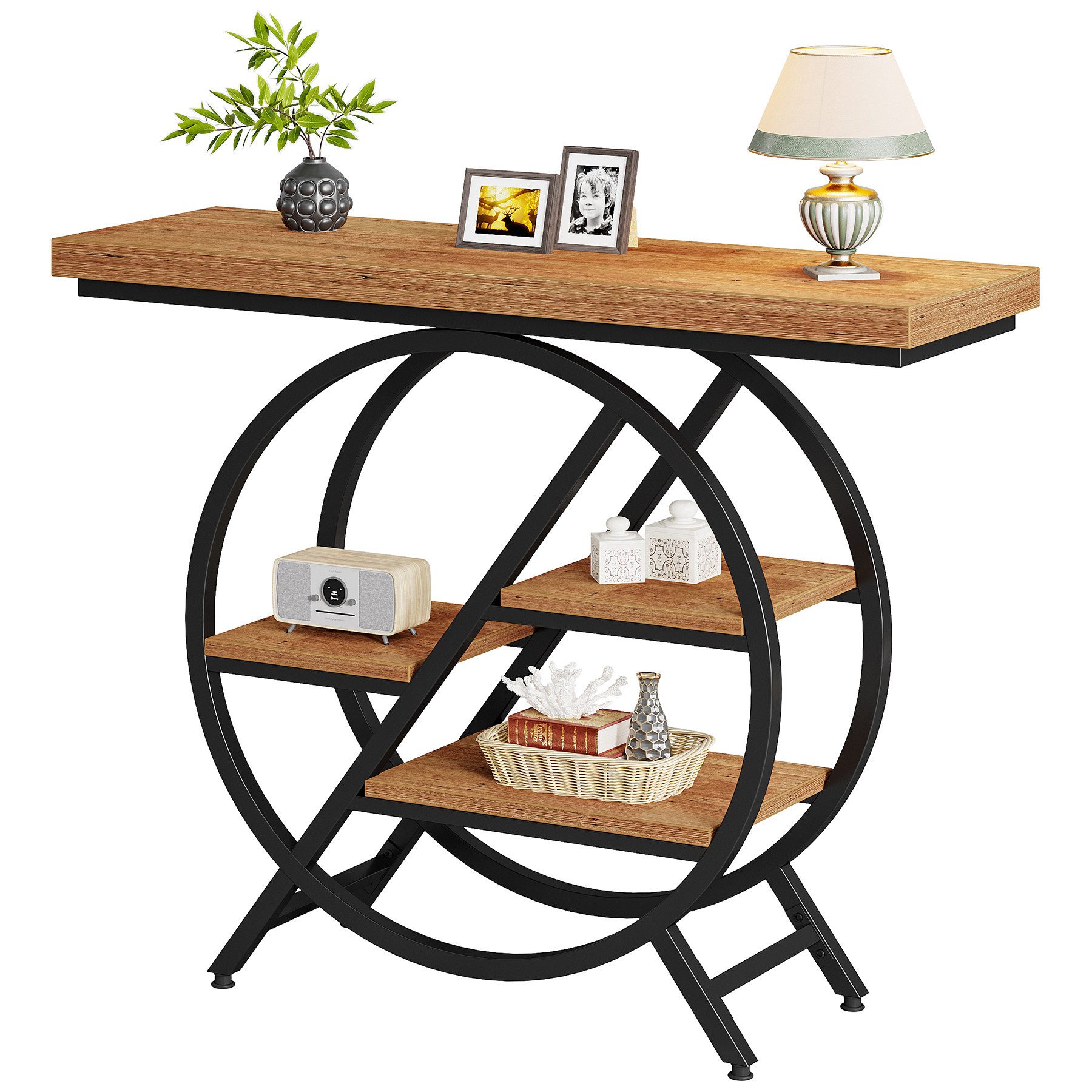 Tribesigns Konsolentisch 100 cm Eingangstisch mit 4-stöckiger regal, Flur S günstig online kaufen