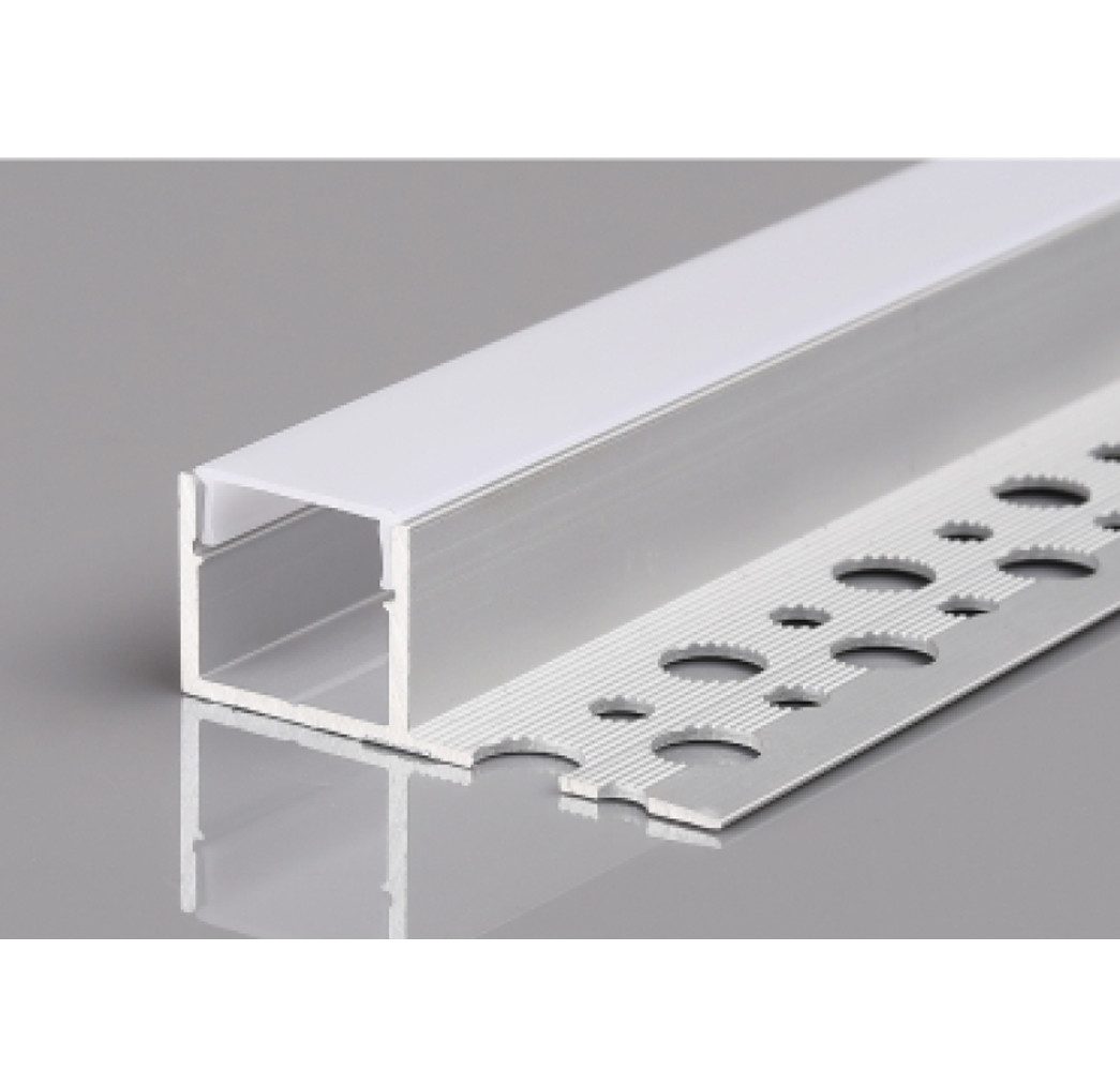 ENERGMiX Profil 1m Unterputz Alu Profil Trockenbau Schiene Kanal System für LED-strip, Alu Profil Unterputz Rigips Trockenbau Milchglas-Abdeckung