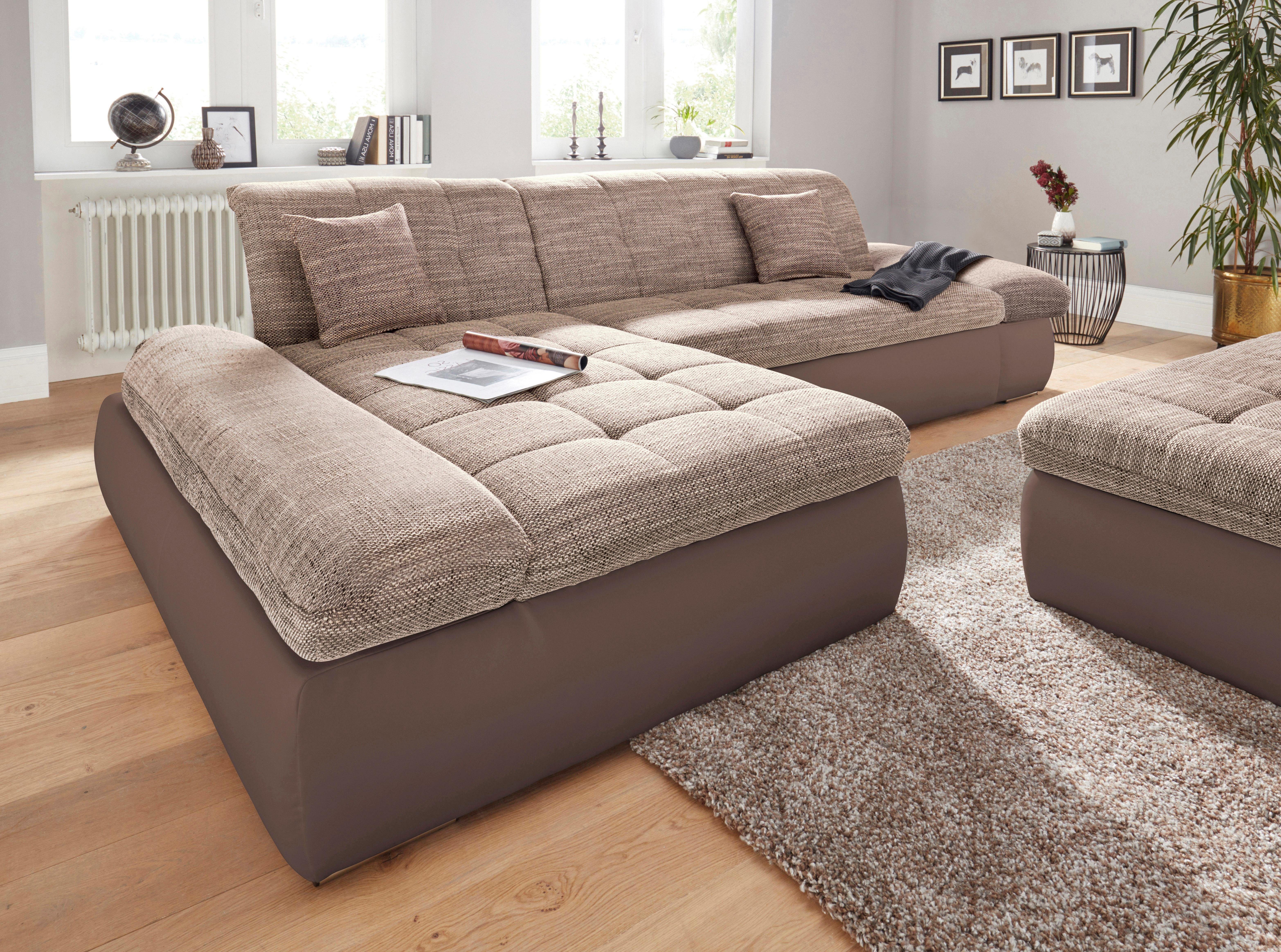 DOMO collection Ecksofa PB Moric wahlweise mit Bettfunktion + Armteilverstellung, L-Form, im XXL-Format, B/T/H:300/172/80 cm, feine Steppung
