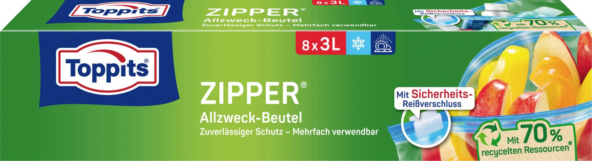 Toppits Frischhaltebeutel Toppits Allzweckbeutel 3 L, 8 Stück