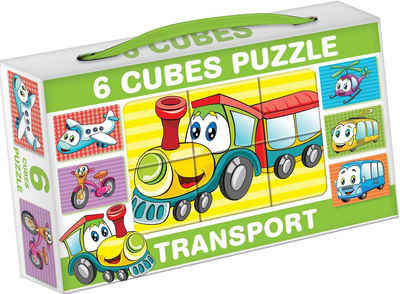 Dohany Würfelpuzzle Bilderwürfel 6-tlg. Kinderpuzzle Transportfahrzeug, Puzzleteile