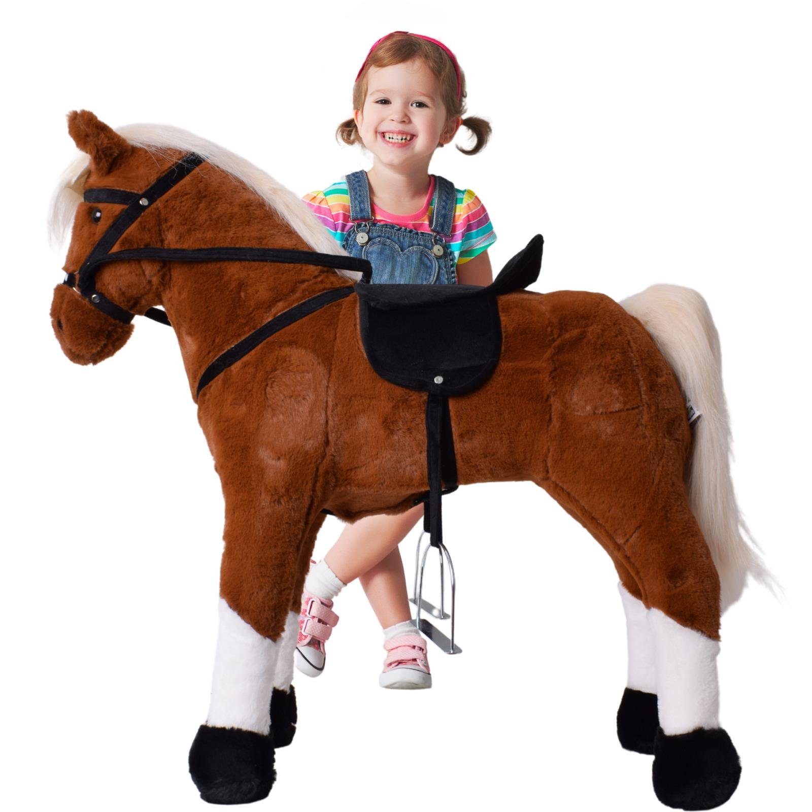 TE-Trend Reitpferd 70 cm Spielzeug Schaukelpferd Pferd zum Draufsitzen hell günstig online kaufen