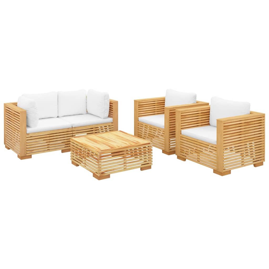 vidaXL Gartenlounge-Set 5-tlg. Garten-Lounge-Set mit Kissen Massivholz, (4-tlg)