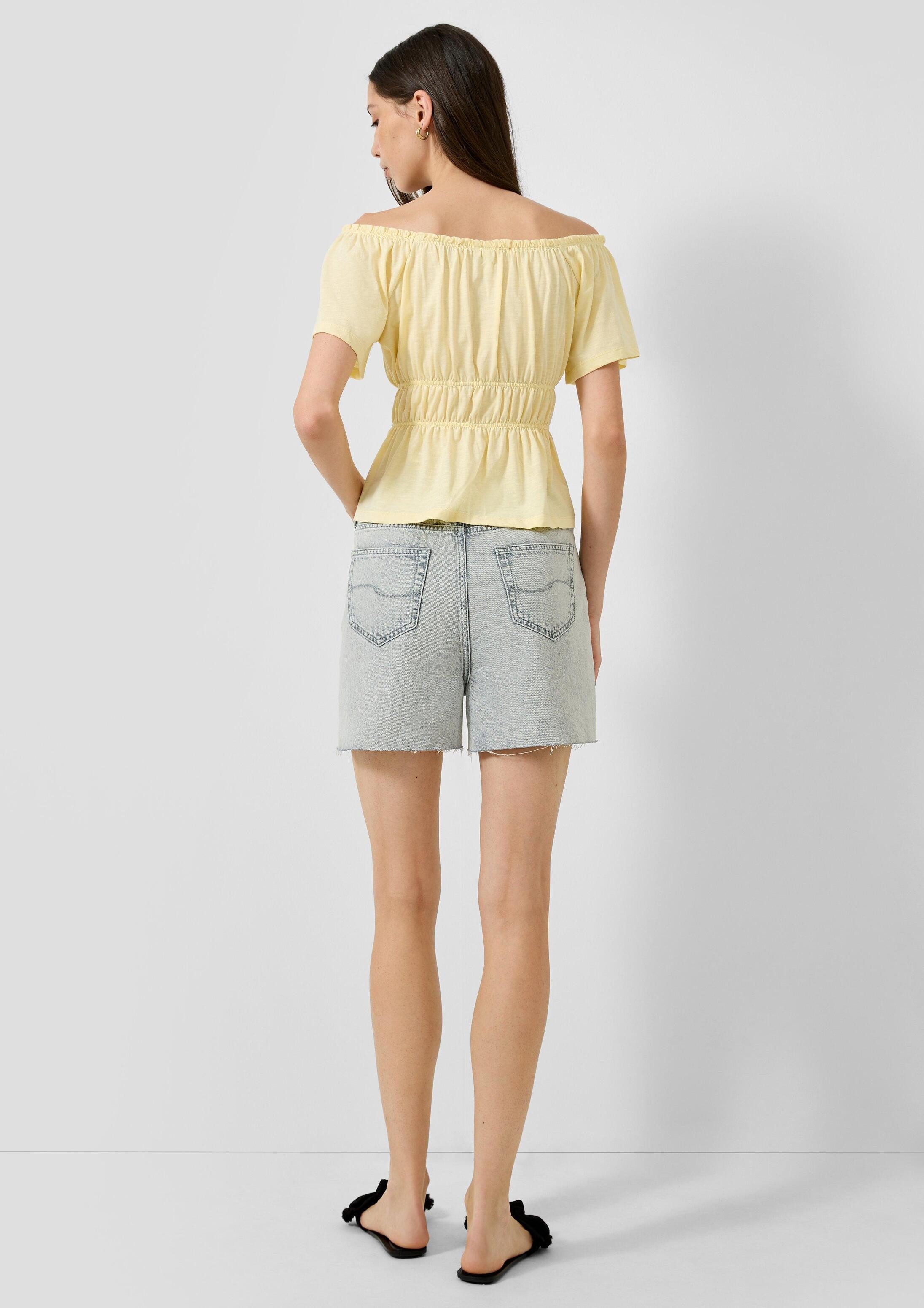 QS Kurzarmshirt T-Shirt T-Shirt mit Off-Shoulder-Ausschnitt