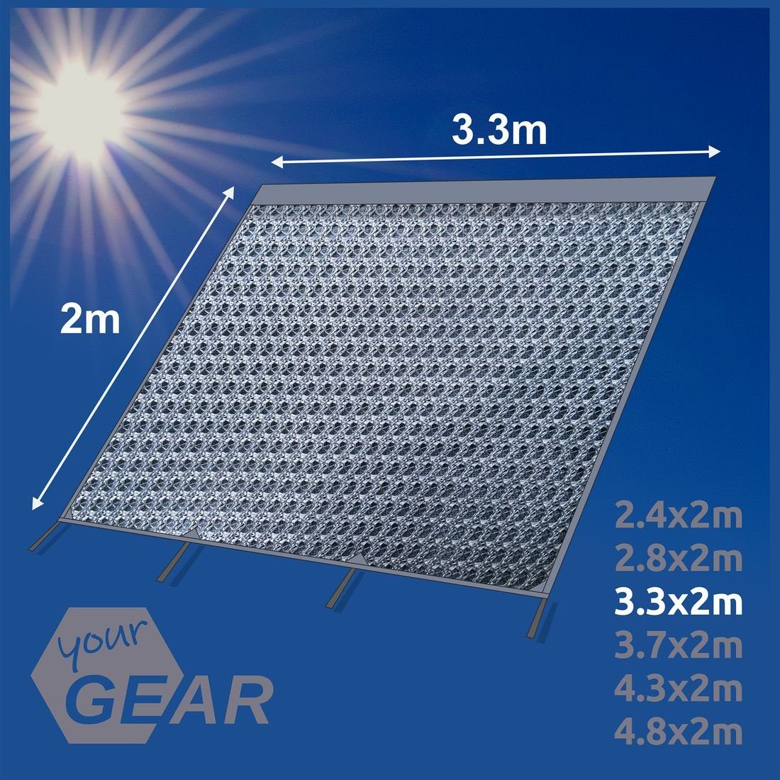 - 2 für Blocker yourGEAR Sun 0 Personen: yourGEAR Capri x Vorderwand m Markise, Vorzelt 3,3