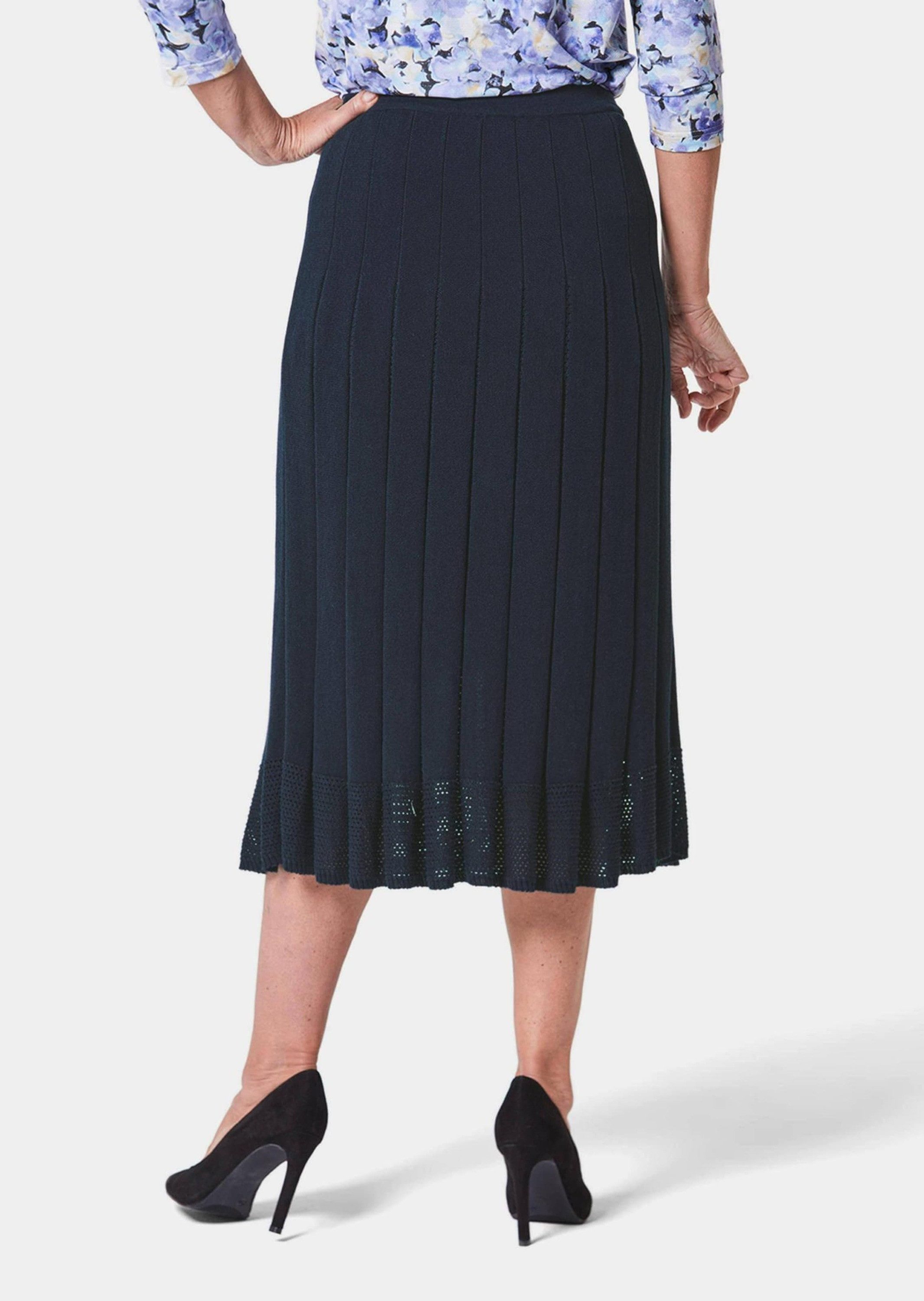 GOLDNER Strickrock Kurzgröße: Strickrock mit Falten, Ajourabschluss günstig online kaufen