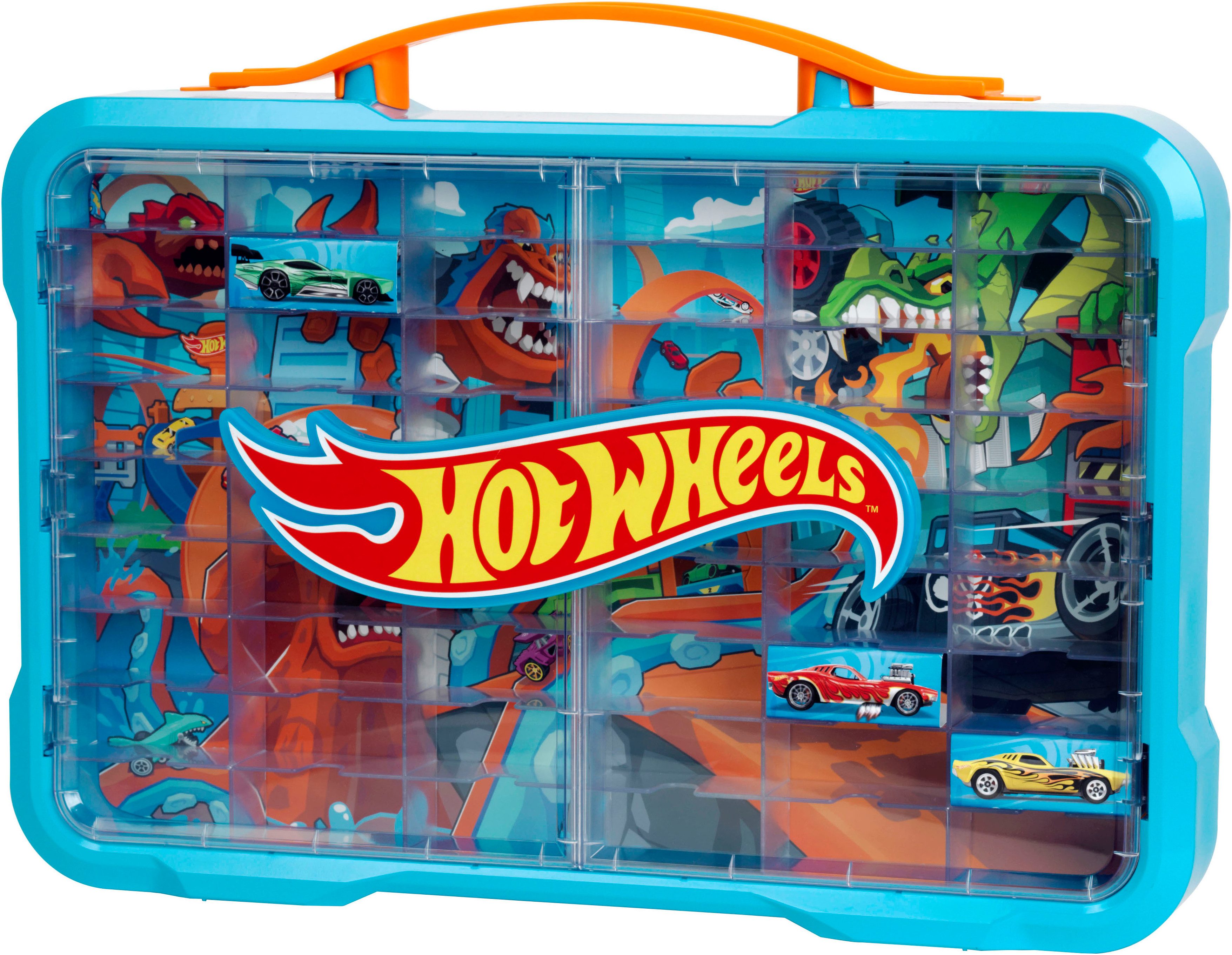 Small collector's case/display case for 54 cars, with illuminated Hot Wheels logo