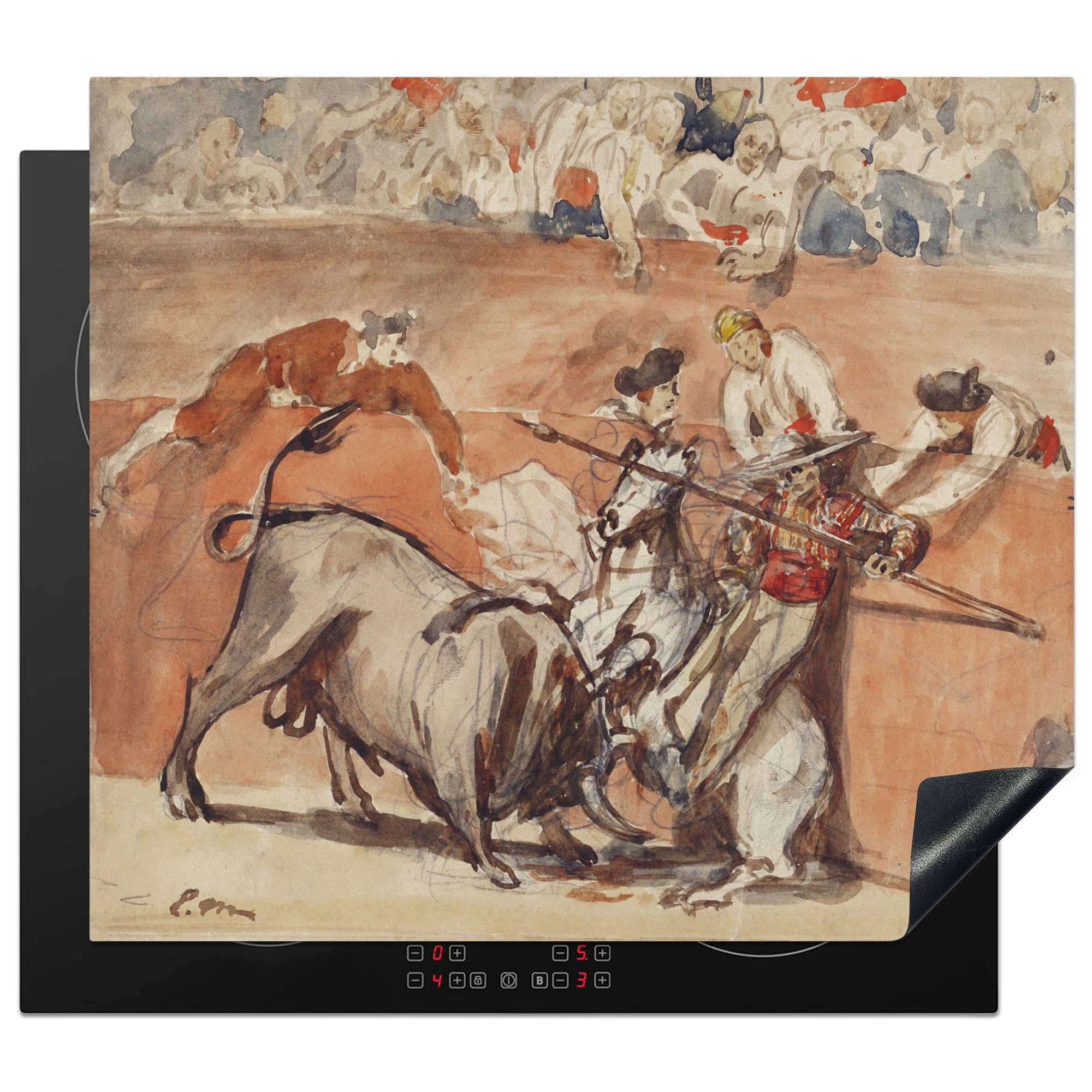 MuchoWow Herdblende-/Abdeckplatte Stierkampf - Edouard Manet, Vinyl, (1 tlg), 59x52 cm, Ceranfeldabdeckung für die küche, Induktionsmatte
