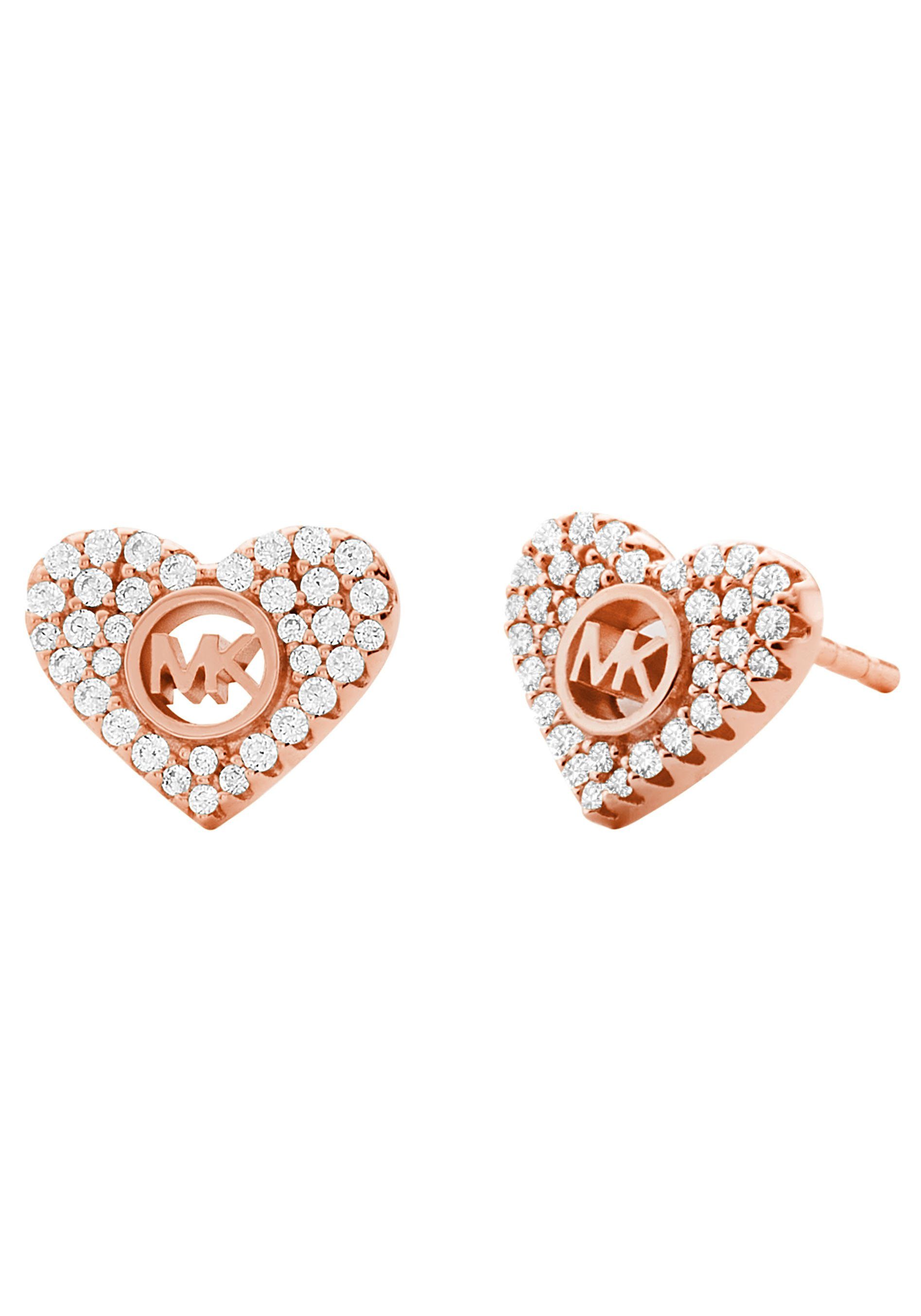 MICHAEL KORS Paar Ohrstecker Schmuck Geschenk Silber 925 Halsschmuck PREMIUM Herz, mit Zirkonia (synth)