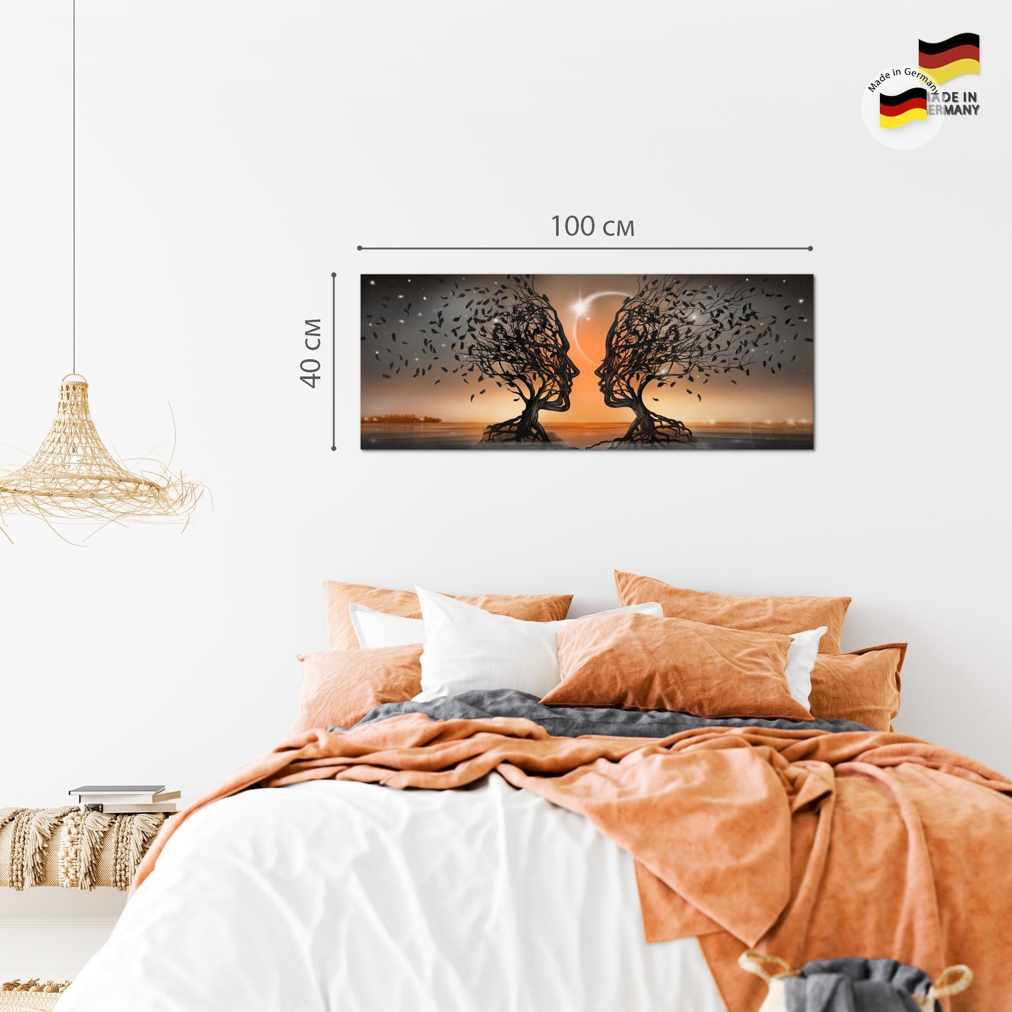 Runa Art Wandbild Liebespaar Love Liebe Abstrakt Bild Wohnzimmer Schlafzimmer Deko, Liebespaar Orange