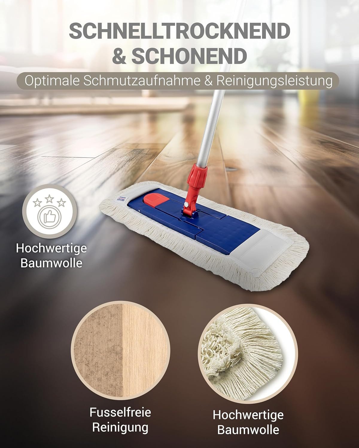 Prieser Wischmopp 10x Profi Baumwolle Bodenwischer 40cm mit Außenfransen