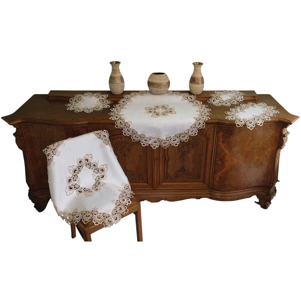 matches21 HOME & HOBBY Tischdecke Tischdeckchen MIRA filigrane Spitze Jaqua günstig online kaufen