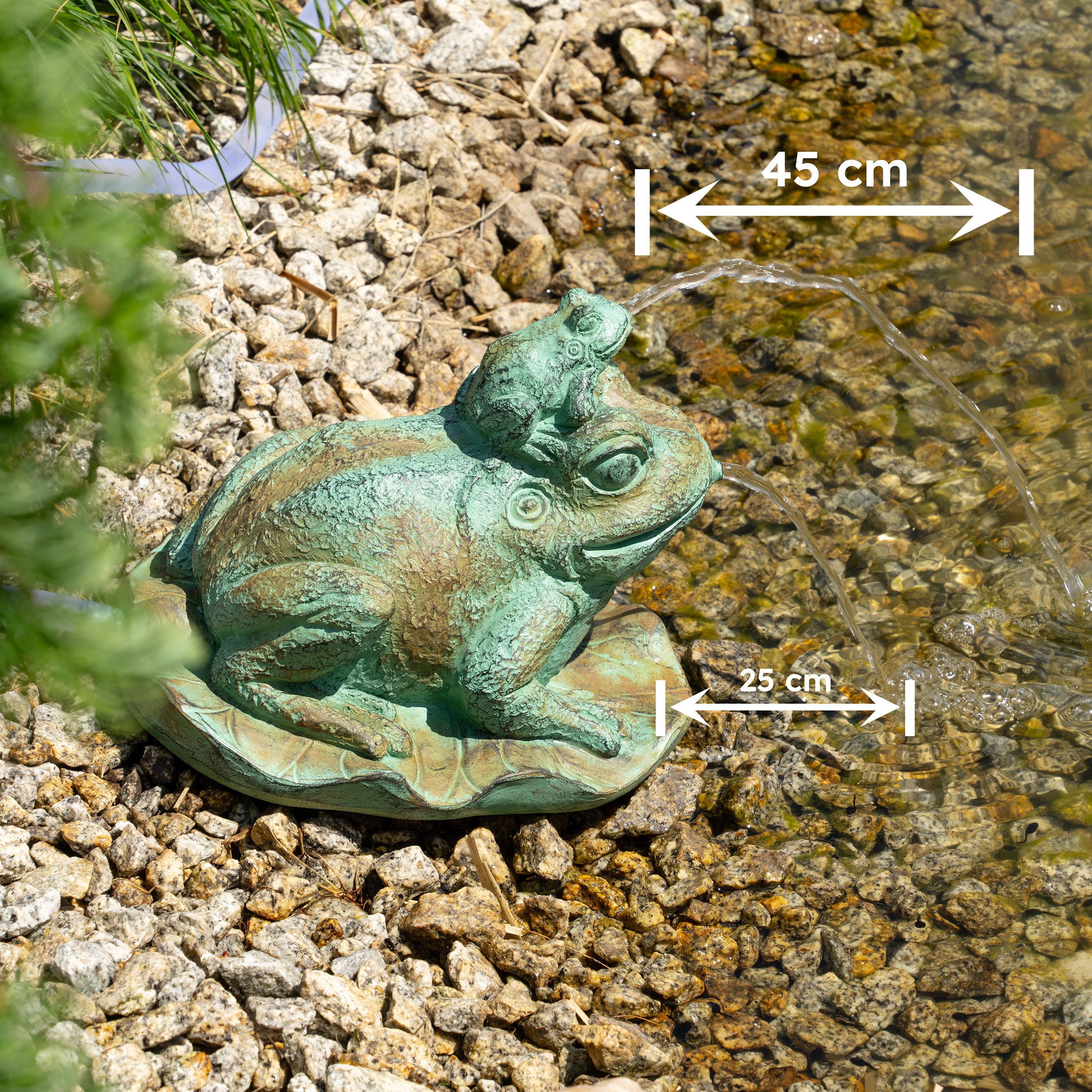 esotec Wasserspeier Solar Komplettset Frosch Bruno & Pip Wasserspiel mit Teichpumpe 101677 (Komplettset)