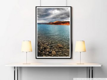 Sinus Art Poster Landschaftsfotografie 60x90cm Poster Flacher Fluss mit Steinen