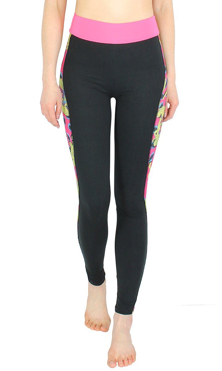 Bequem Yogaleggings mit dy_mode Fitness Sporthose JL296-Rosa Damen elastischem Yogaleggings Bund Leggings