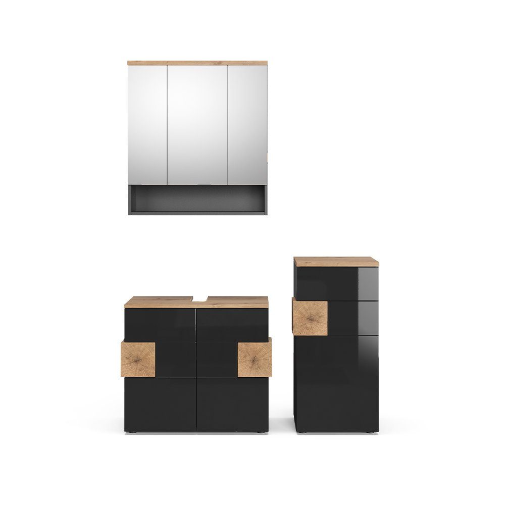 Vicco Badmöbel-Set Eden, Anthrazit/Artisan-Eiche, 3 Teile, günstig online kaufen