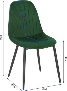 EUGAD Esszimmerstuhl (Set, 2 St), ergonomischer Polsterstuhl mit Samtbezug