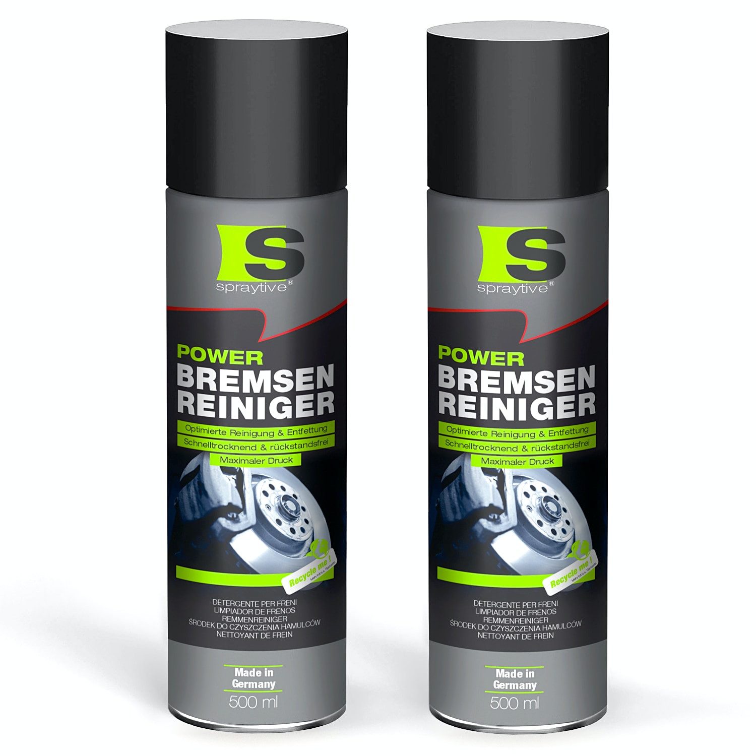 Spraytive 2x 500ml Power Teilereiniger-Spray - Hochwirksamer Kaltreiniger und Bremsenreiniger (Made in Germany)