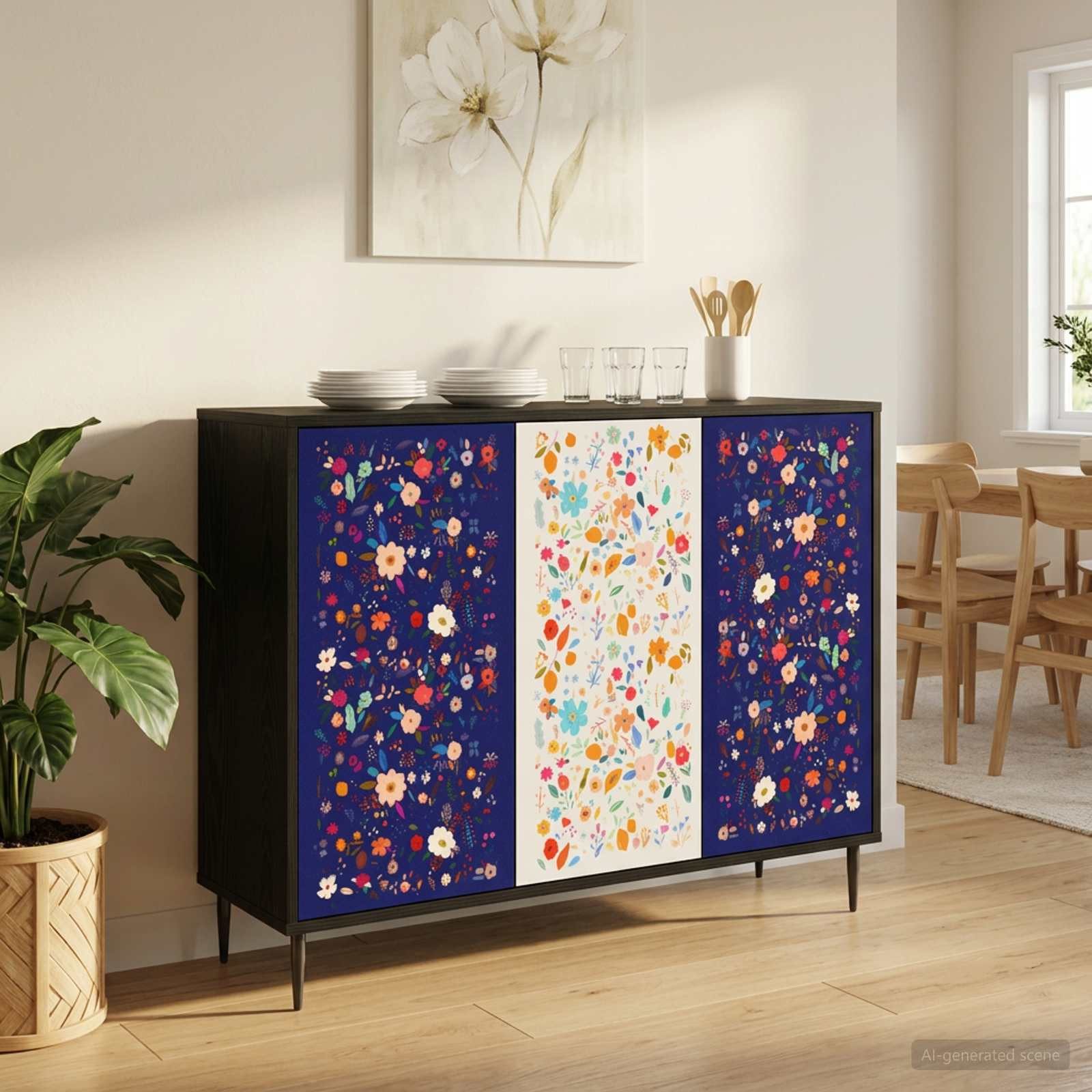 vidaXL Sideboard Sideboard MAINZ Schwarz Eichen-Optik 102 x 33 x 76 cm (1 St)