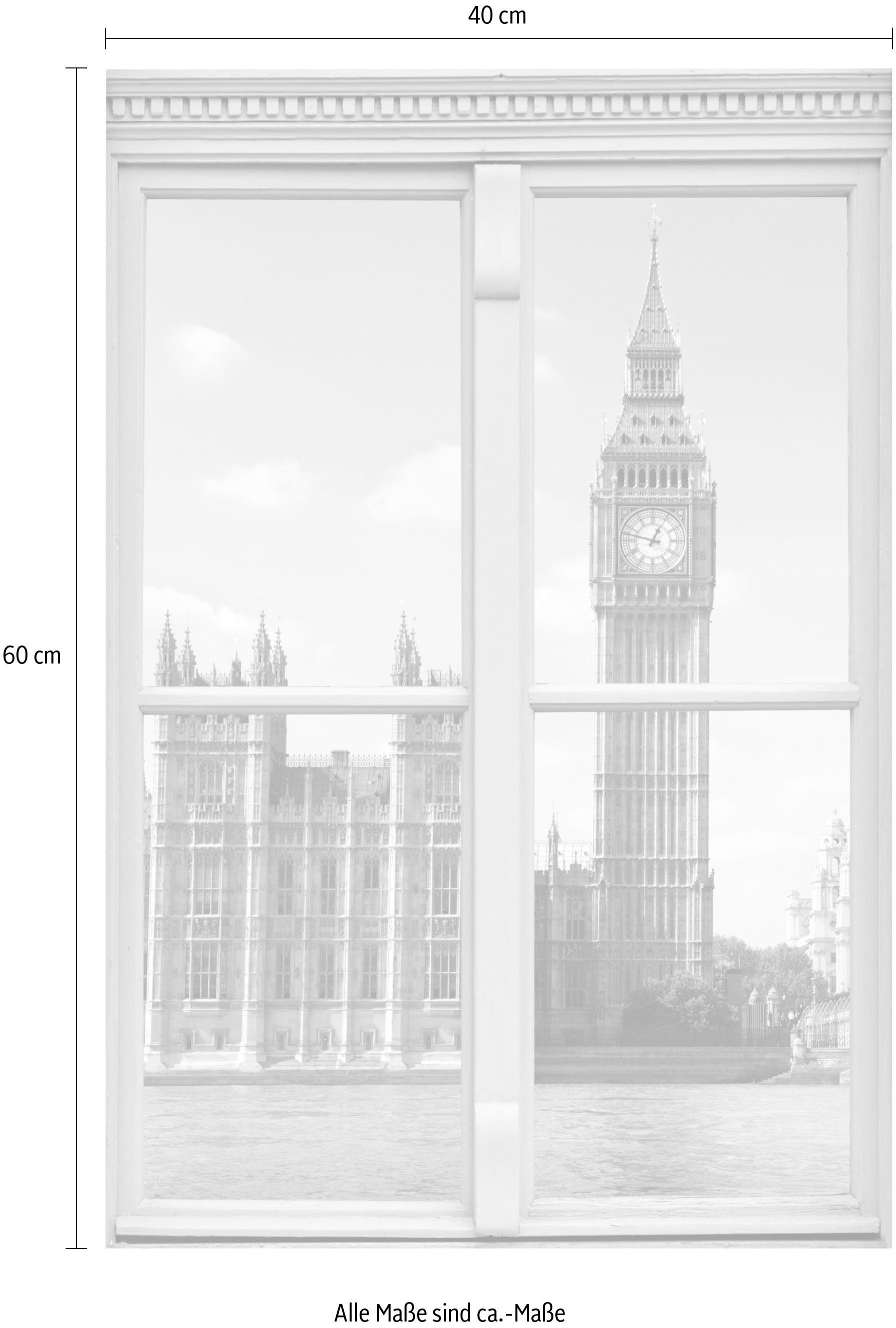 queence Wandsticker Big Ben, Wandsticker, Wandbild, selbstklebend, 3D, Fenster