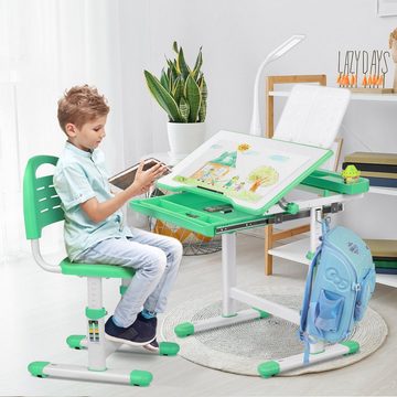 TLGREEN Kinderschreibtisch Kinderschreibtisch Stuhl mit Lampe Höhenverstellbarer