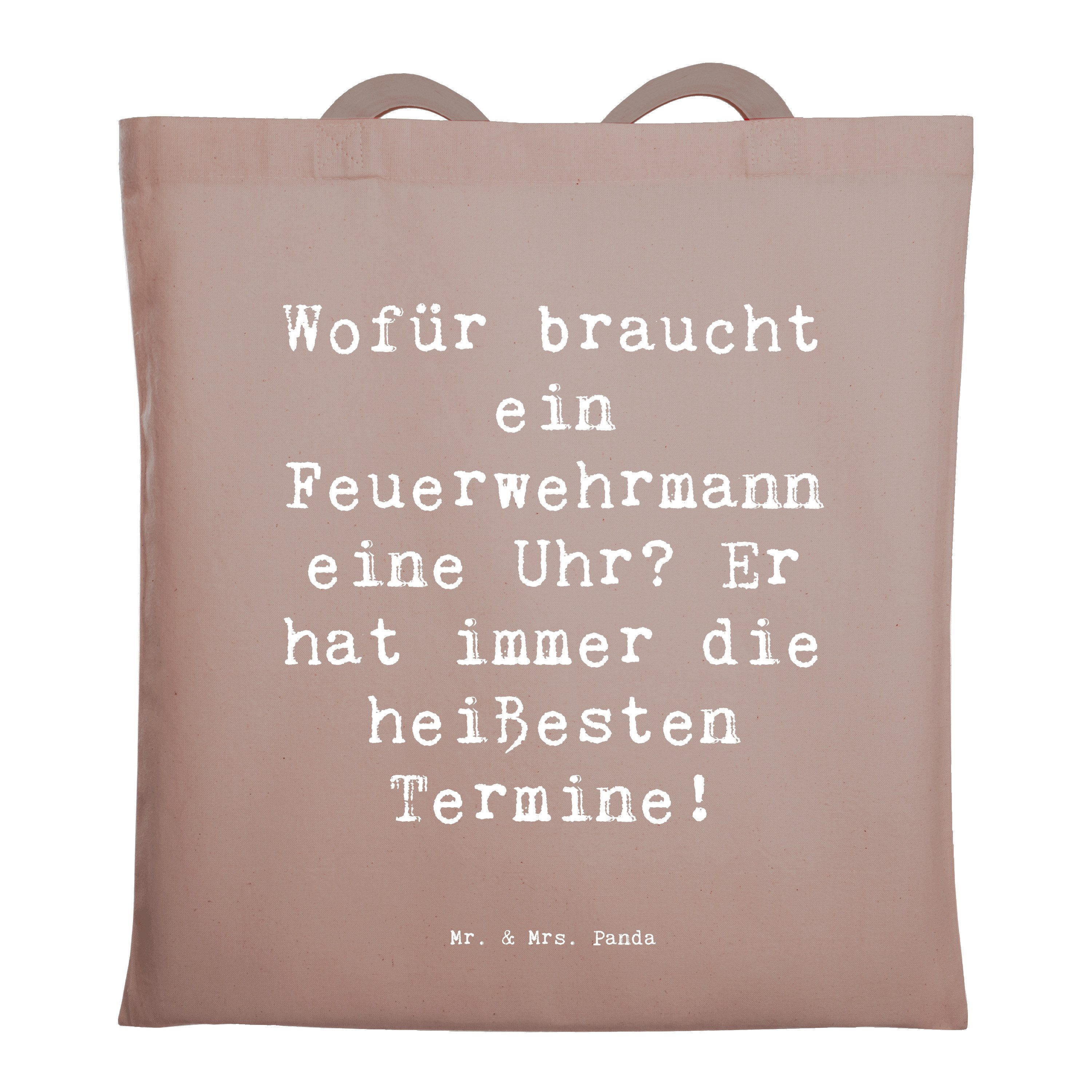 Tragetasche Spruch Feuerwehrmann Termine - Braun Pastell - Geschenk, Respekt und