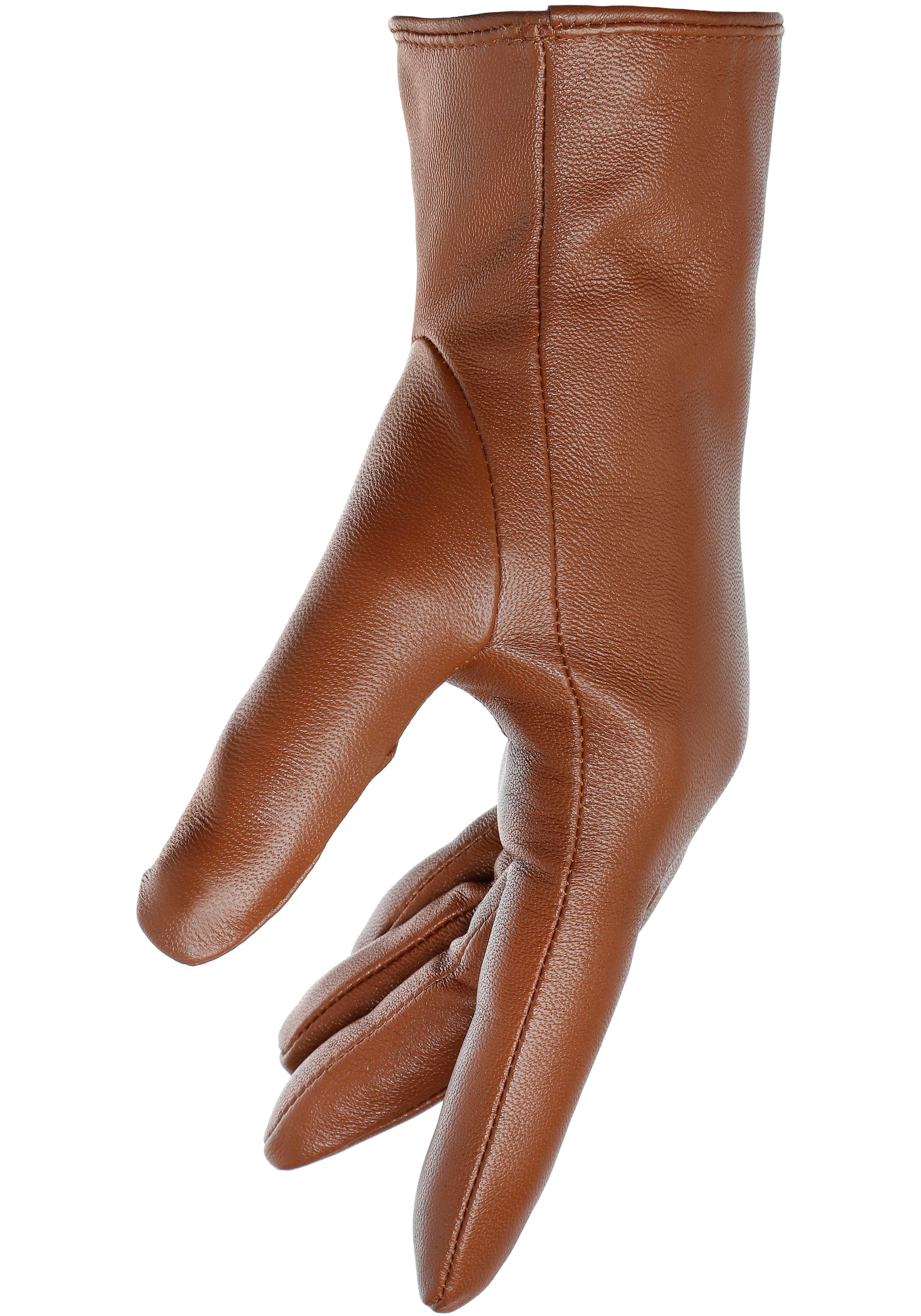 Lederhandschuhe Seitenschlitz Pam Glattlederhandschuh, PEARLWOOD cognac