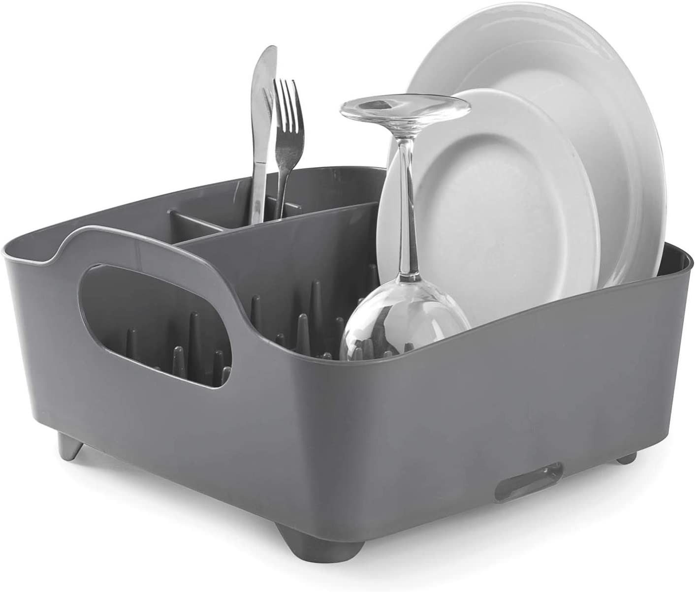 Umbra Geschirrständer Abtropfkorb TUB anthrazit/grau, Selbstentleerender Auslauf – Bild 4 von 4
