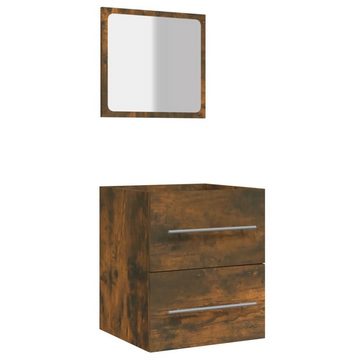 vidaXL Badezimmer-Set Badschrank mit Spiegel Räuchereiche 41x38,5x48 cm, (1-St)