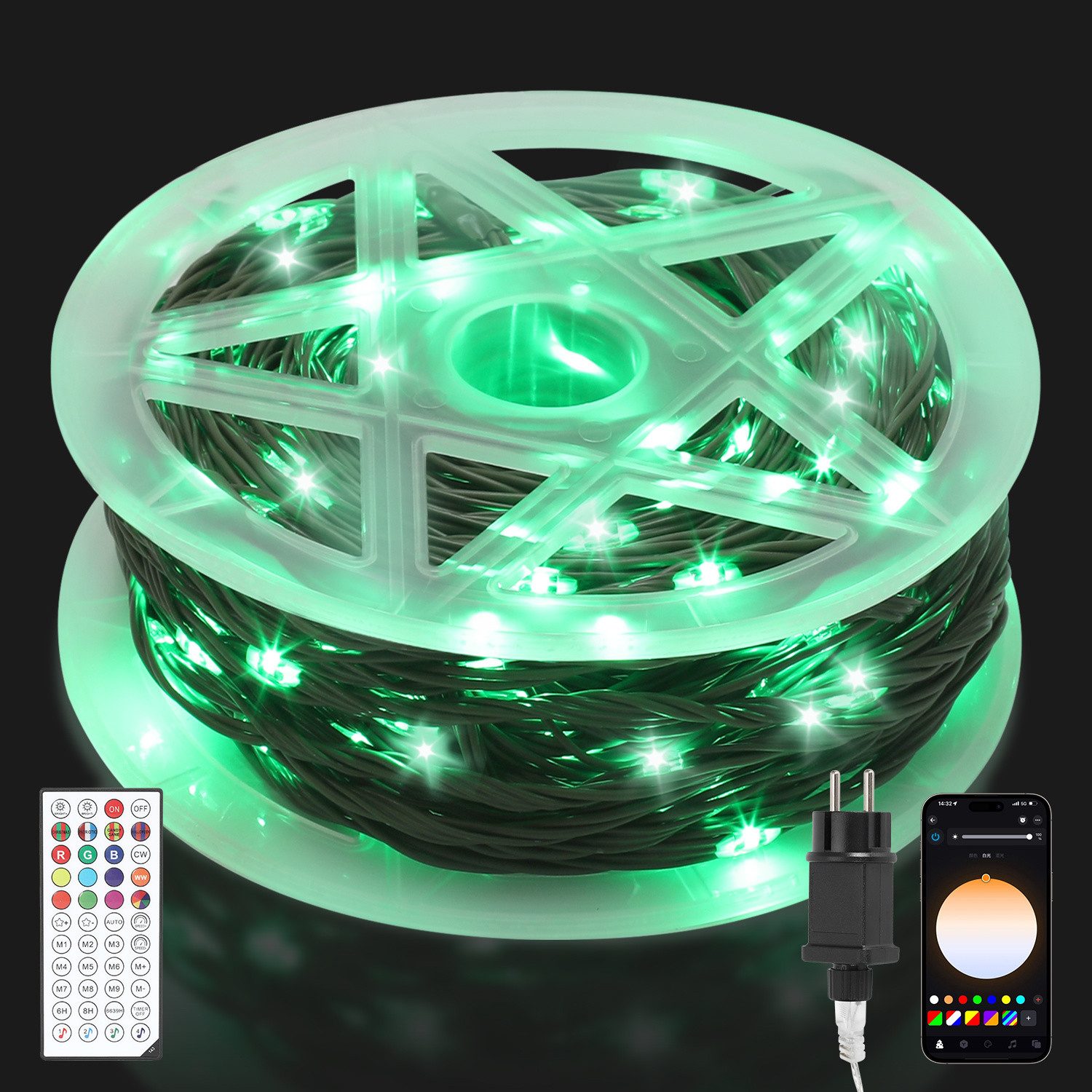 Clanmacy LED-Lichterkette LED-Lichterkette 20m-200LEDs Lichterkette 10 Modi Außen Wasserdicht