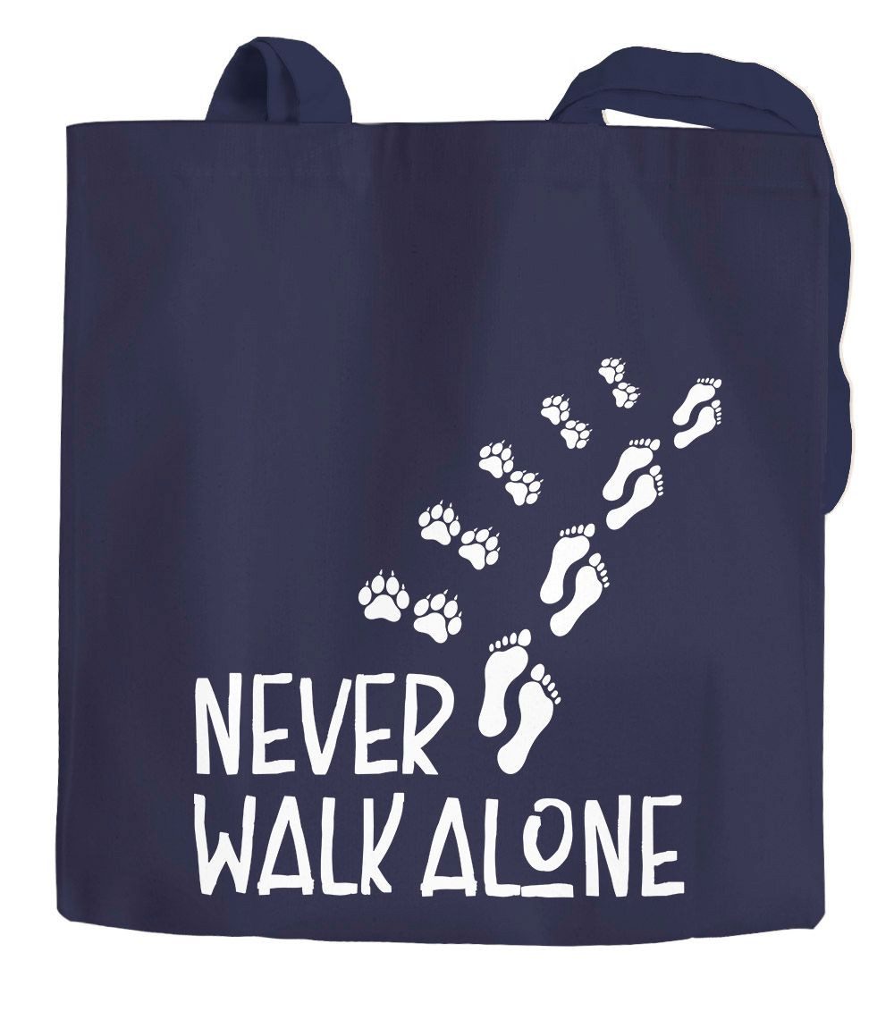MoonWorks Einkaufsshopper Jutebeutel Never walk alone Hund Pfoten Hundepfoten Pfotenabdrücke