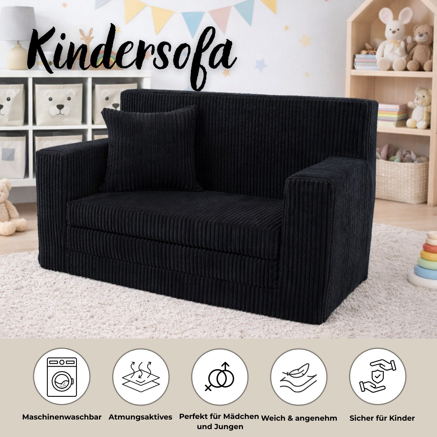 FORTISLINE Kindersofa aus Schaumstoff mit abnehmbarem Bezug Kinderzimmer – Bild 5 von 5