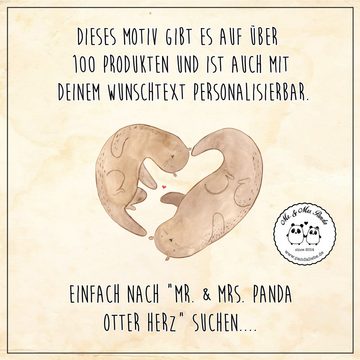 Mr. & Mrs. Panda Schlüsselanhänger Otter Herz - Grau Pastell - Geschenk, Hochzeitstag, Schutzengel, Glüc (1-tlg), Botschaft der Liebe