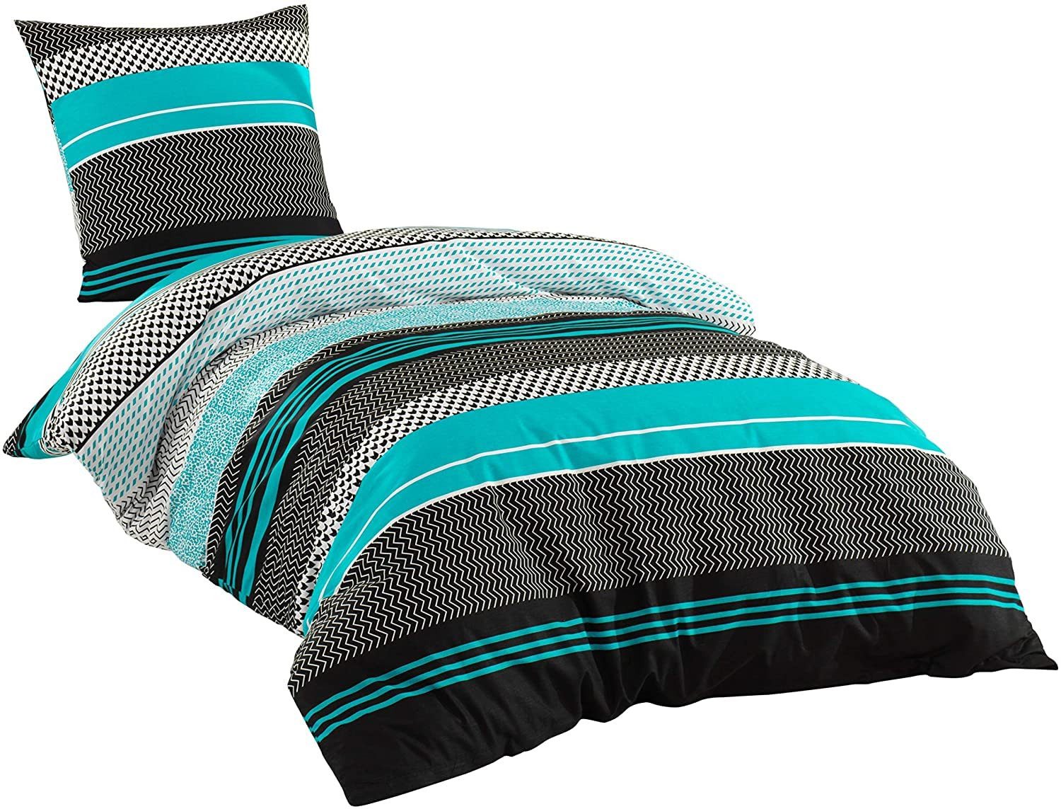 Sentidos Bettwäsche Set 135x200cm 4teilig %100 Baumwolle, Baumwolle, 2 teilig, mit Reißverschluss, geeignet für Winter oder Sommer