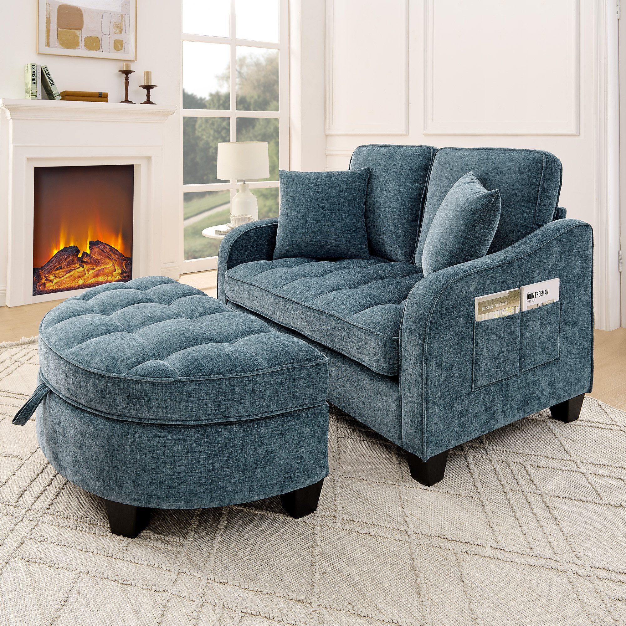 HAUSS SPOLE Schlafsofa mit Schlaffunktion Wohnzimmersofa Multifunktionales Sofa mit Hocker