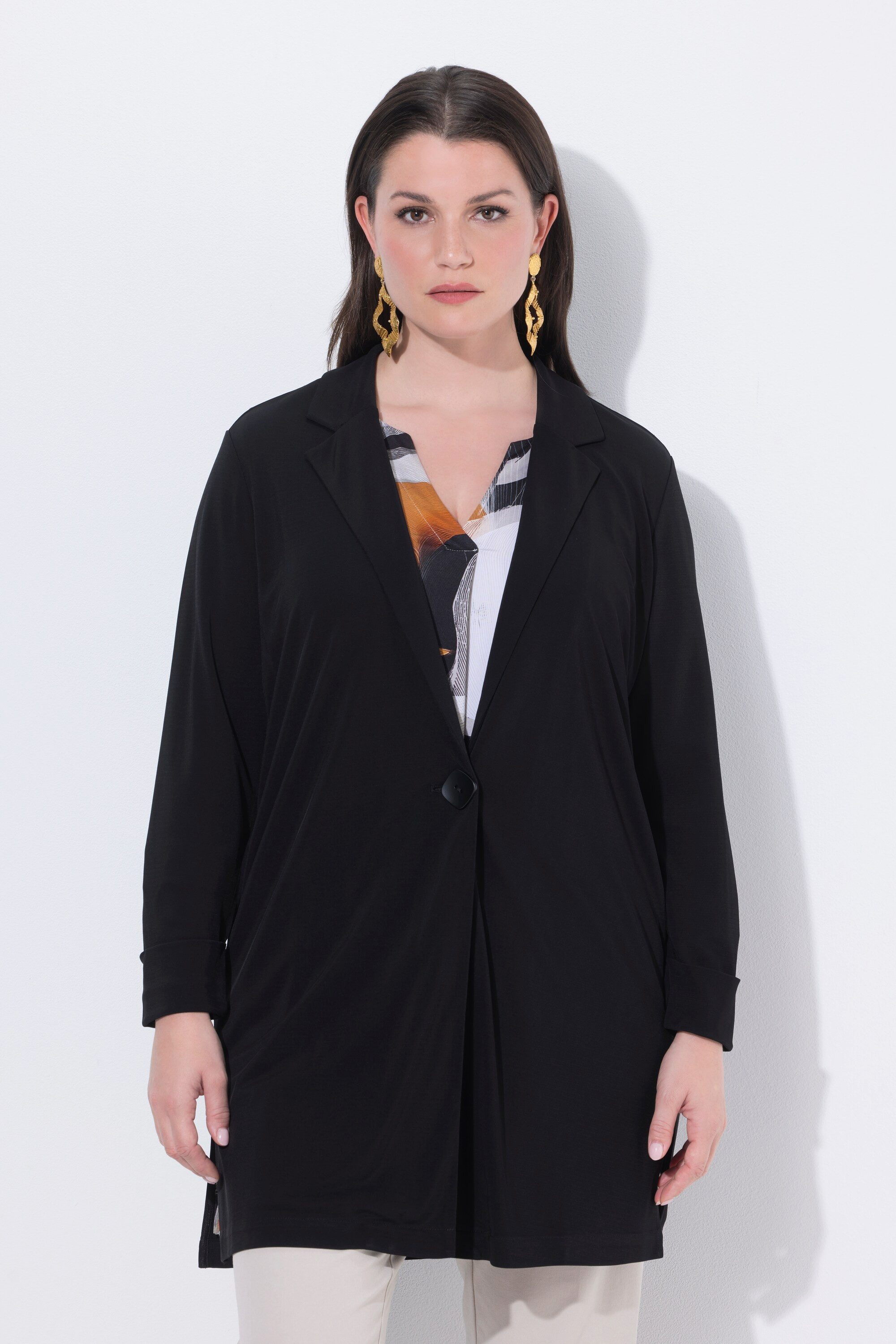 Ulla Popken Blusenblazer Blusenblazer Reverskragen 3/4-Arm günstig online kaufen