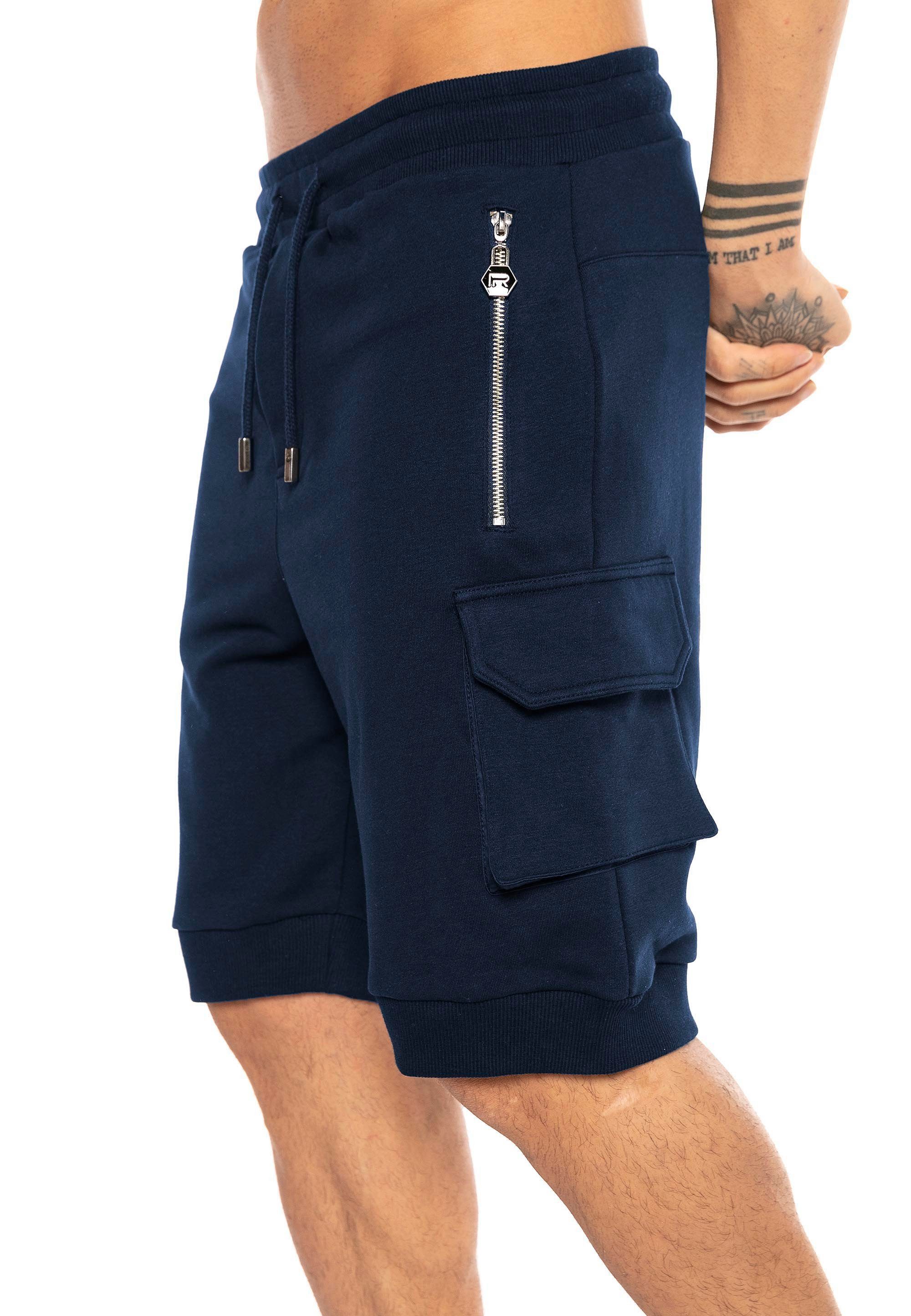 RedBridge Shorts mit Rippstrickbündchen am dunkelblau Beinabschluss