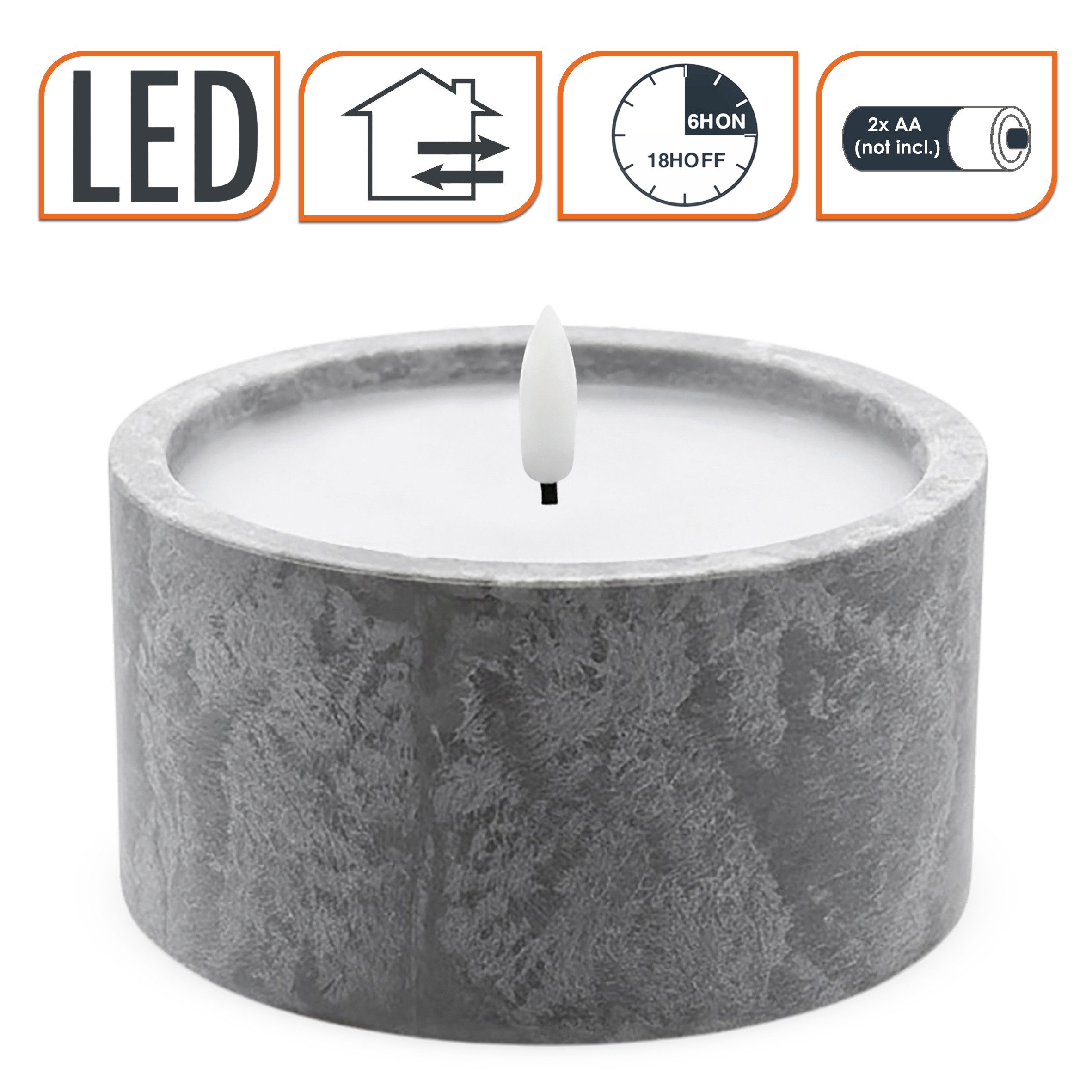Spetebo LED-Kerze Outdoor Kerze in Beton Optik 2er Set mit Timer, warm weiß, Künstliche Tischkerze warm weiß für Außen und Innen – Bild 3 von 5