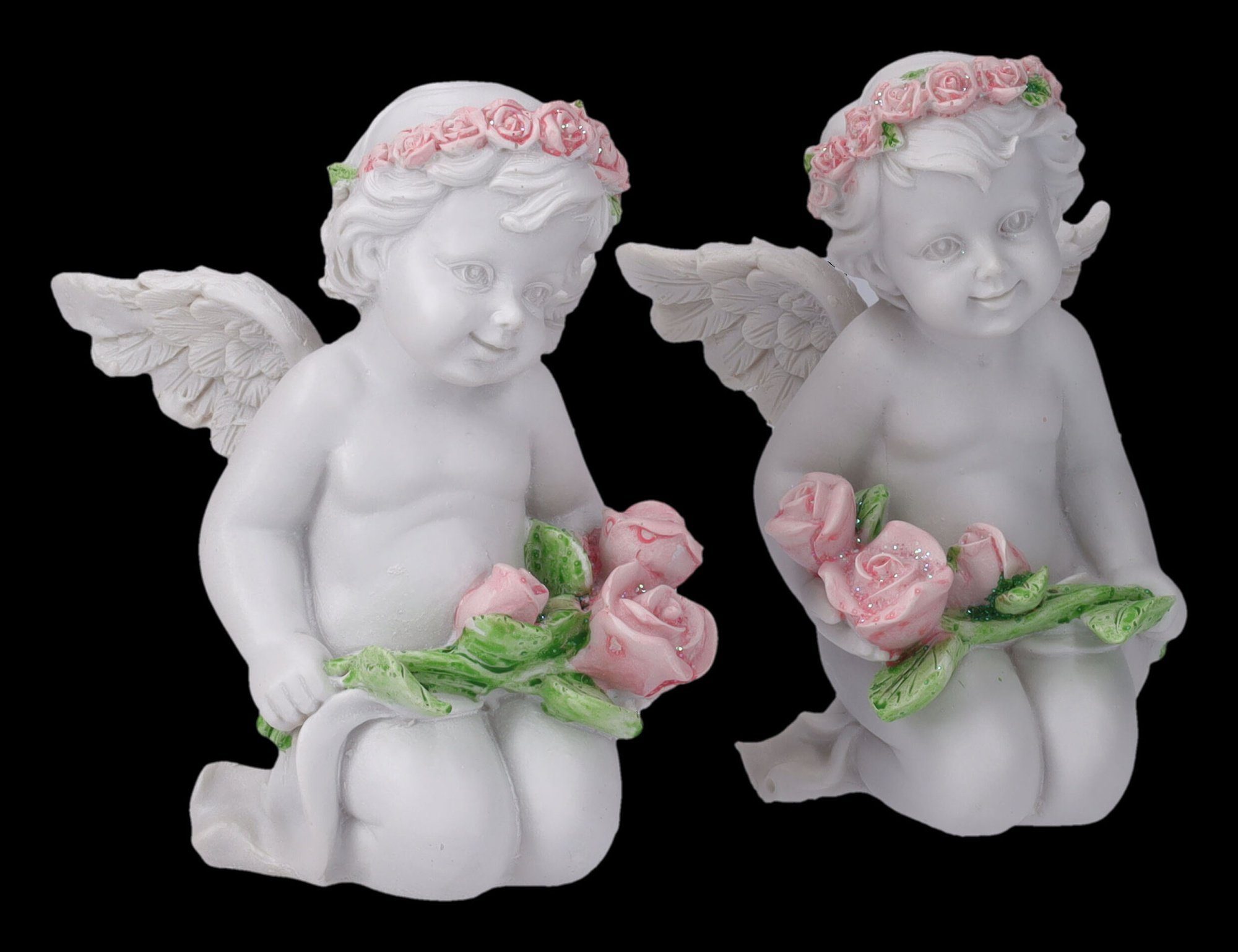 Figuren Shop GmbH Fantasy-Figur Engel Figuren 2er Set - Putten mit Rosen Dekofigur Fantasy Engelfigur