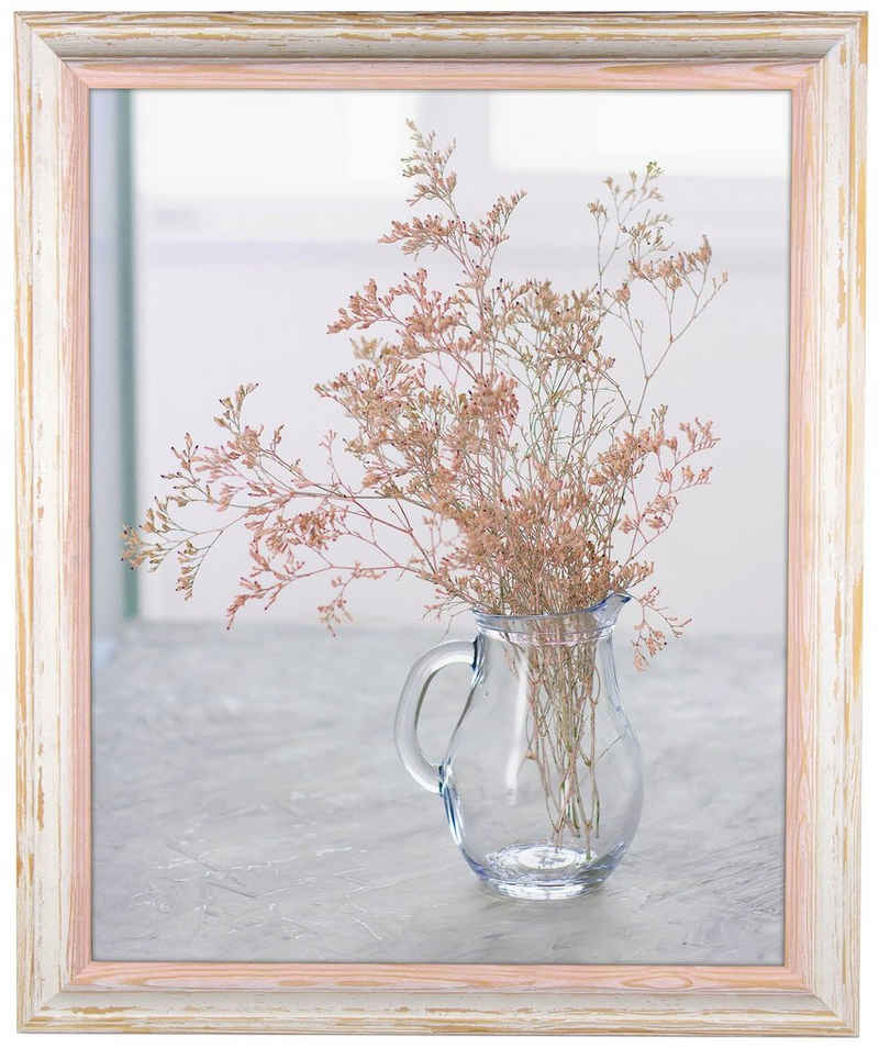 myposterframe Einzelrahmen Artemis Echtholz zweifarbig, (1 Stück), 20x25 cm, Rosé Weiß Vintage, Echtholz