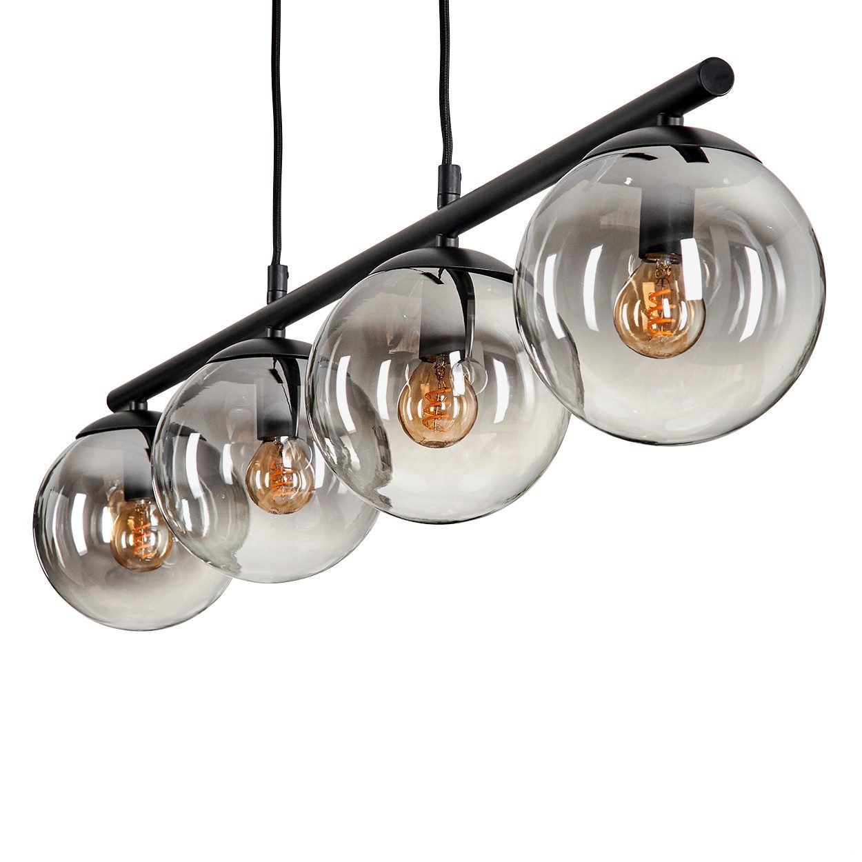 hofstein Pendelleuchte Hängelampe aus Metall/Glas in Schwarz/Rauchfarben/Kl günstig online kaufen