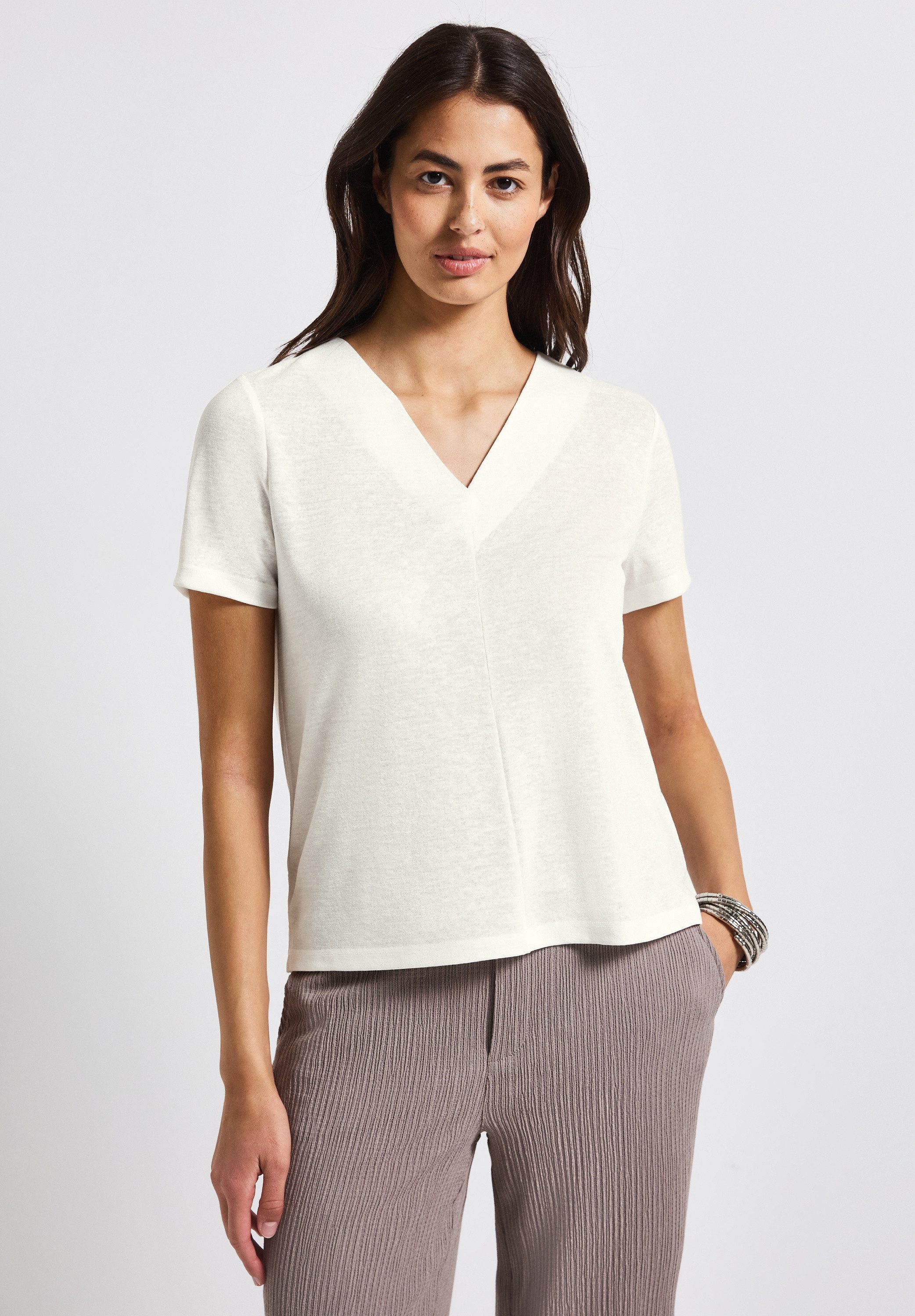 STREET ONE T-Shirt mit V-Ausschnitt