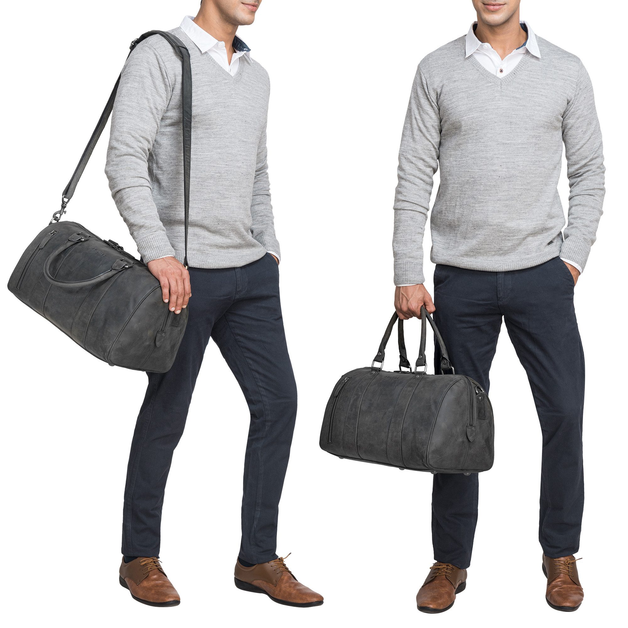 STILORD Weekender "Keanu" Weekender Leder Vintage Handgepäck Reisetasche Echtleder